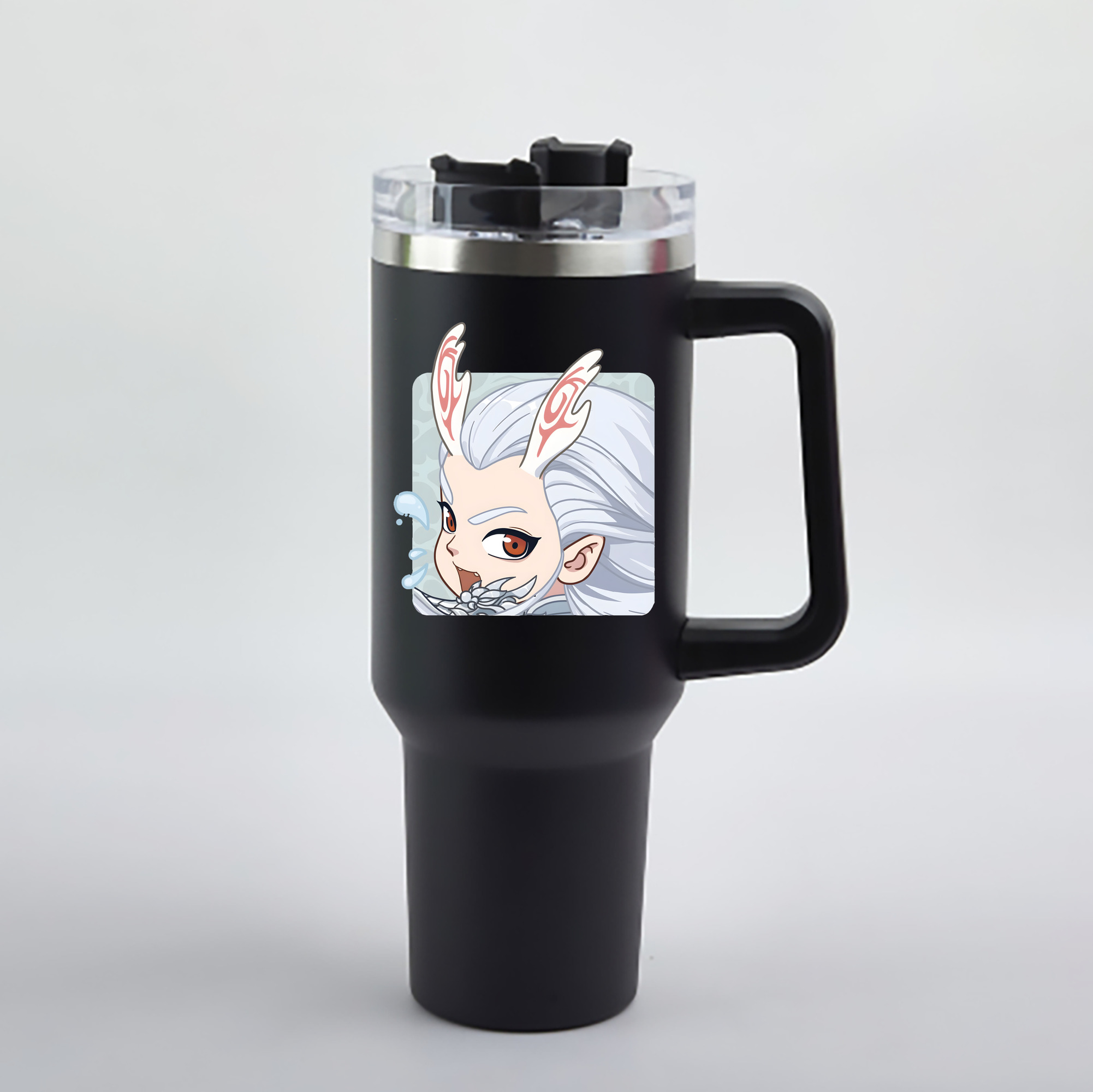 （画像用） Ne Zha 2 ナタ 魔童の大暴れ 1200mL車用タンブラー - クリスタルステッカー（プラスチックストロー付き）