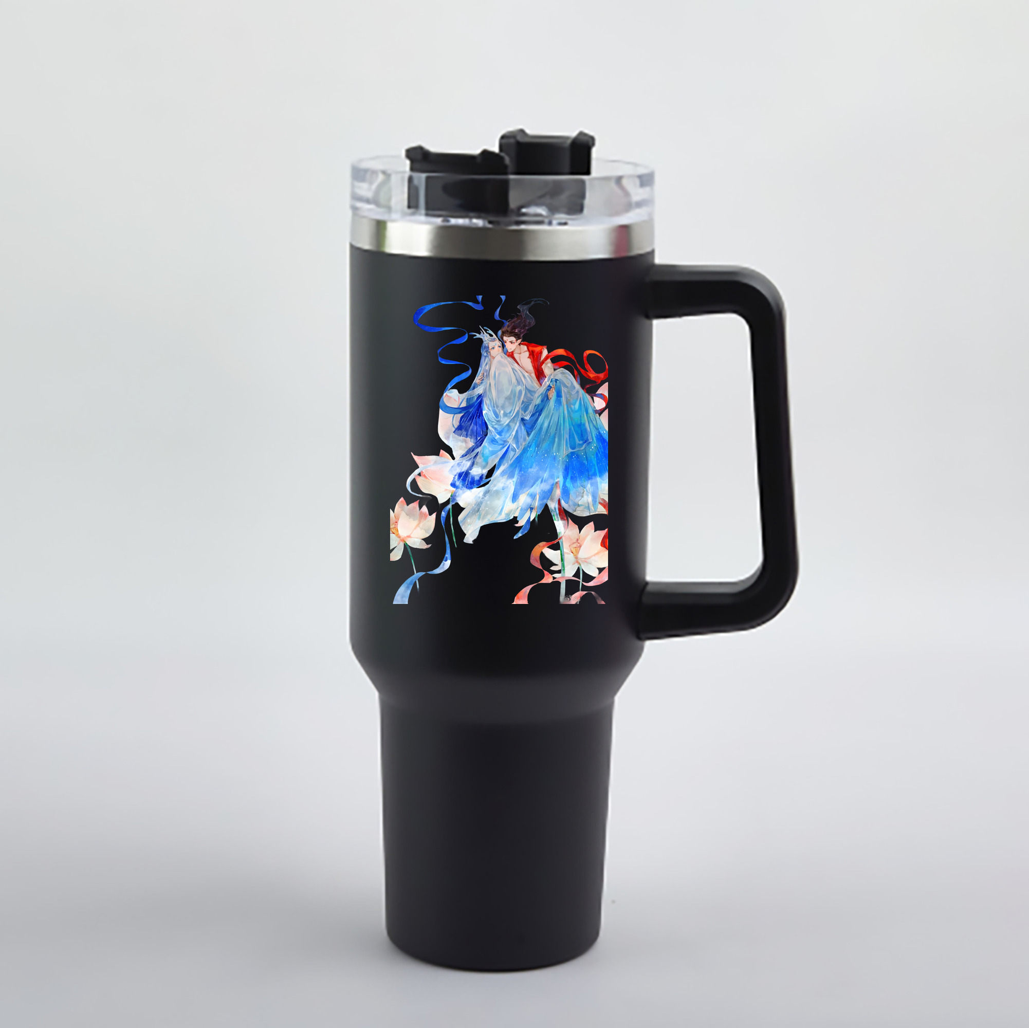 （画像用） Ne Zha 2 ナタ 魔童の大暴れ 1200mL車用タンブラー - クリスタルステッカー（プラスチックストロー付き）