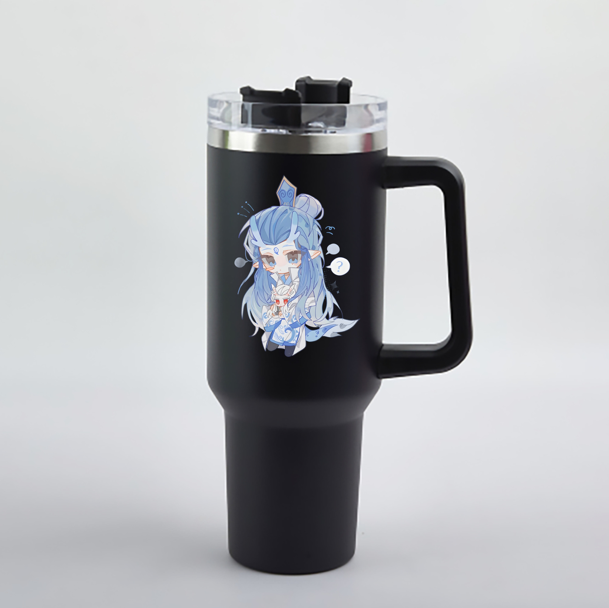 （画像用） Ne Zha 2 ナタ 魔童の大暴れ 1200mL車用タンブラー - クリスタルステッカー（プラスチックストロー付き）