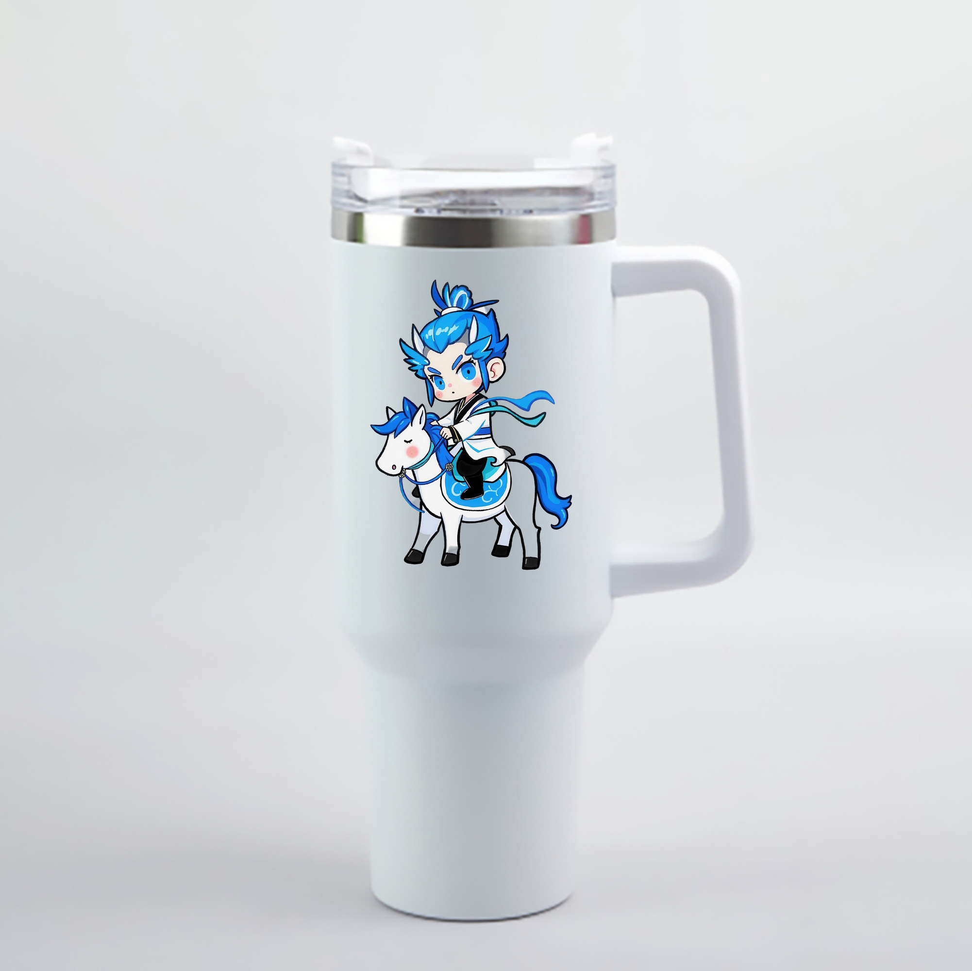 （画像用） Ne Zha 2 ナタ 魔童の大暴れ 1200mL車用タンブラー - クリスタルステッカー（プラスチックストロー付き）