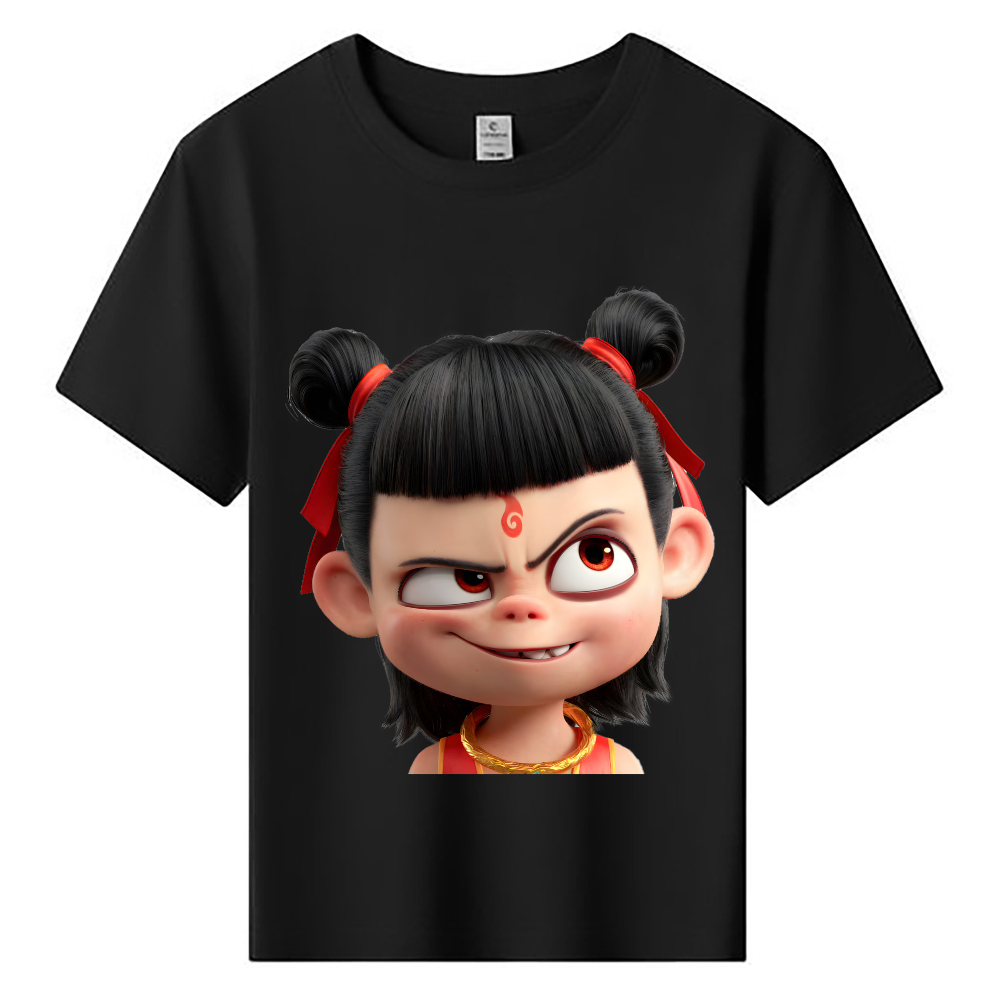 （画像用） Ne Zha 2 ナタ 魔童の大暴れ 綿100％キッズTシャツ（フロントプリント）
