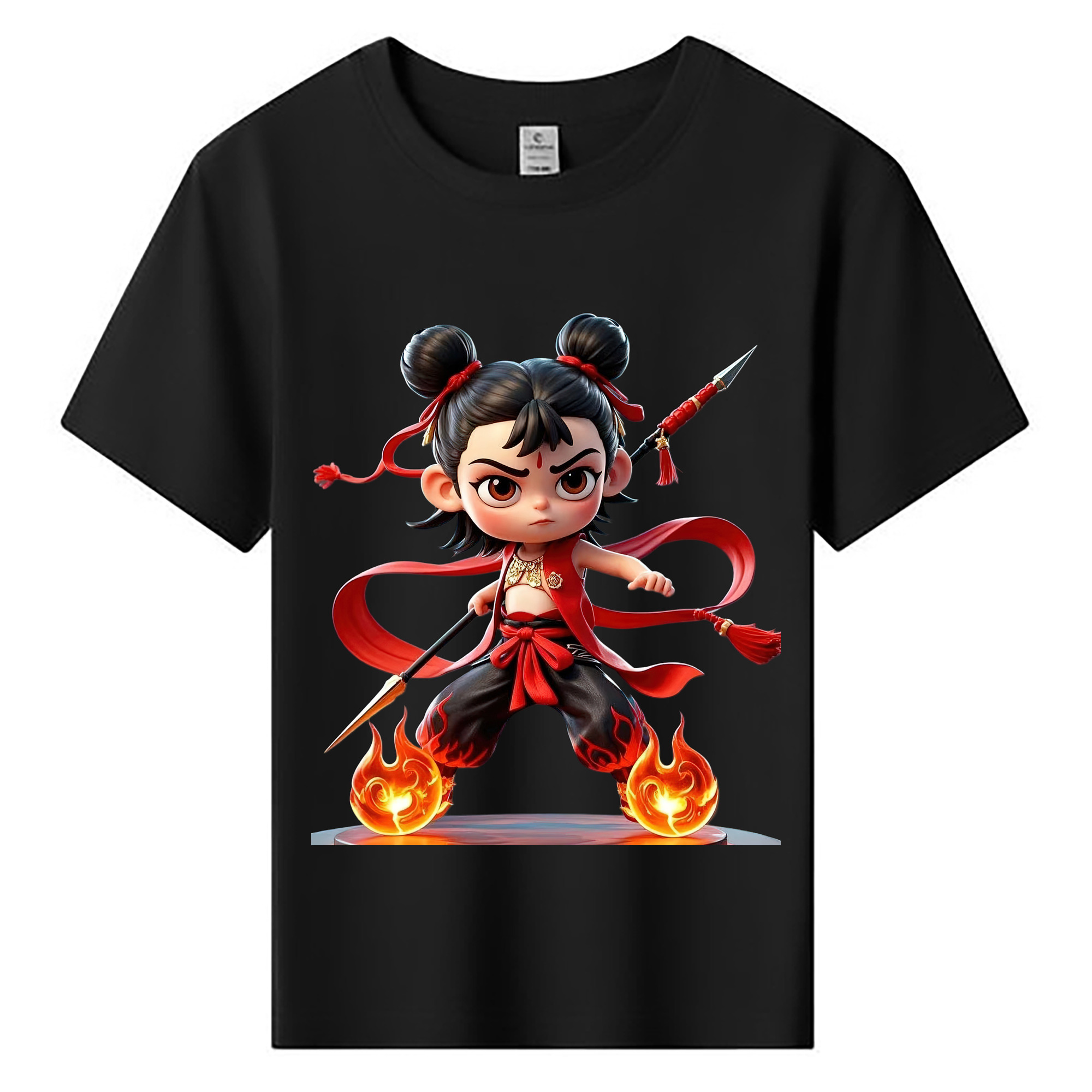 （画像用） Ne Zha 2 ナタ 魔童の大暴れ 綿100％キッズTシャツ（フロントプリント）