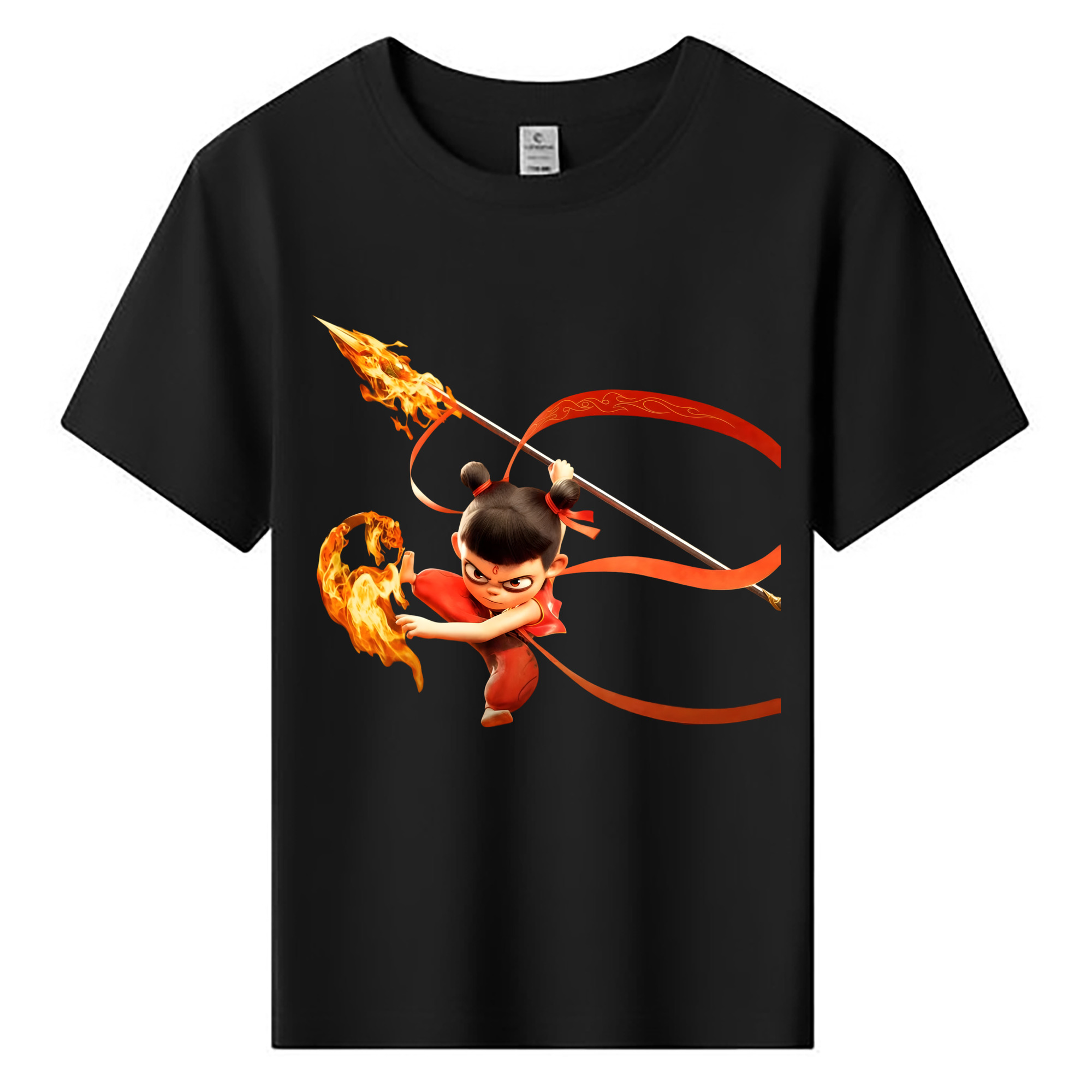 （画像用） Ne Zha 2 ナタ 魔童の大暴れ 綿100％キッズTシャツ（フロントプリント）