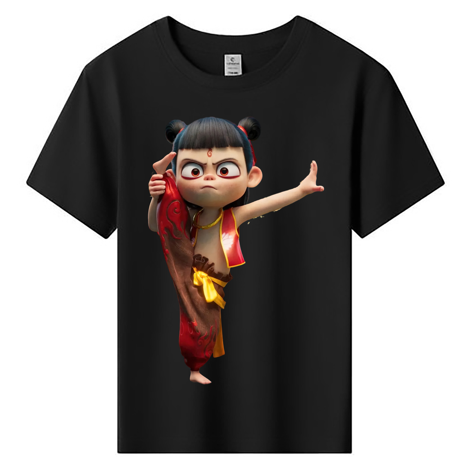 （画像用） Ne Zha 2 ナタ 魔童の大暴れ 綿100％キッズTシャツ（フロントプリント）