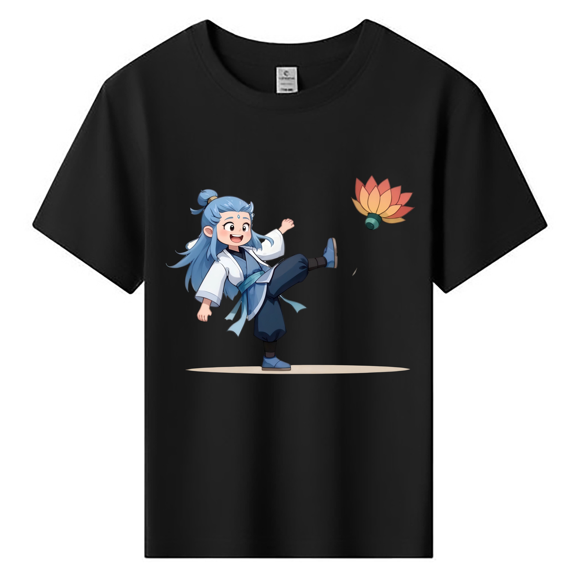 （画像用） Ne Zha 2 ナタ 魔童の大暴れ 綿100％キッズTシャツ（フロントプリント）