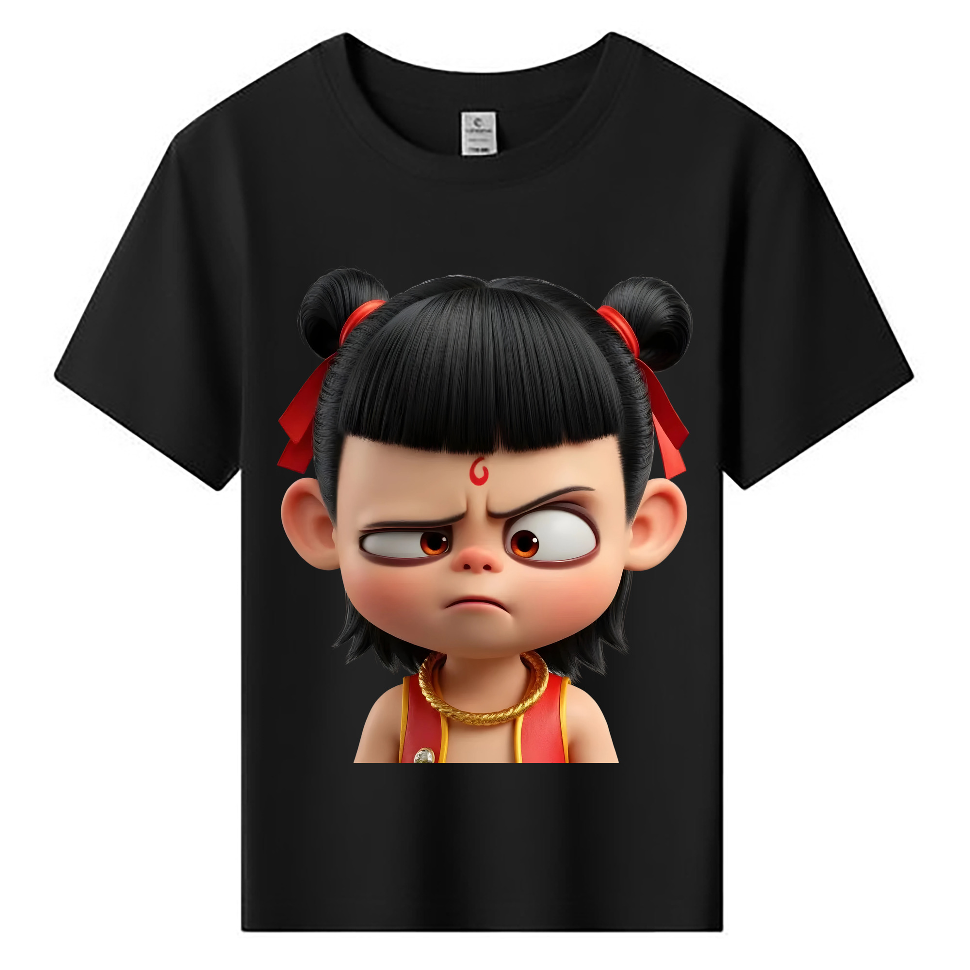 （画像用） Ne Zha 2 ナタ 魔童の大暴れ 綿100％キッズTシャツ（フロントプリント）