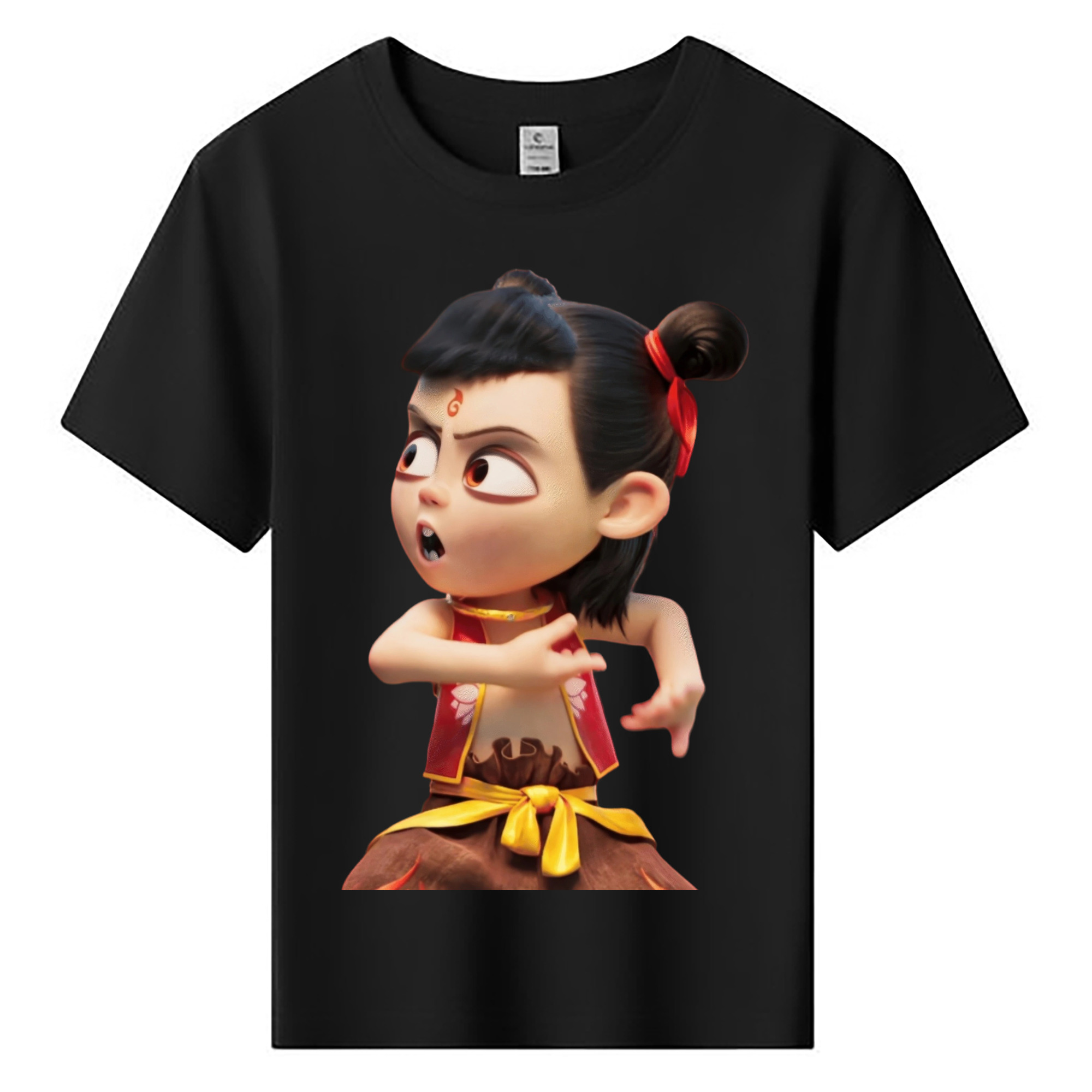 （画像用） Ne Zha 2 ナタ 魔童の大暴れ 綿100％キッズTシャツ（フロントプリント）