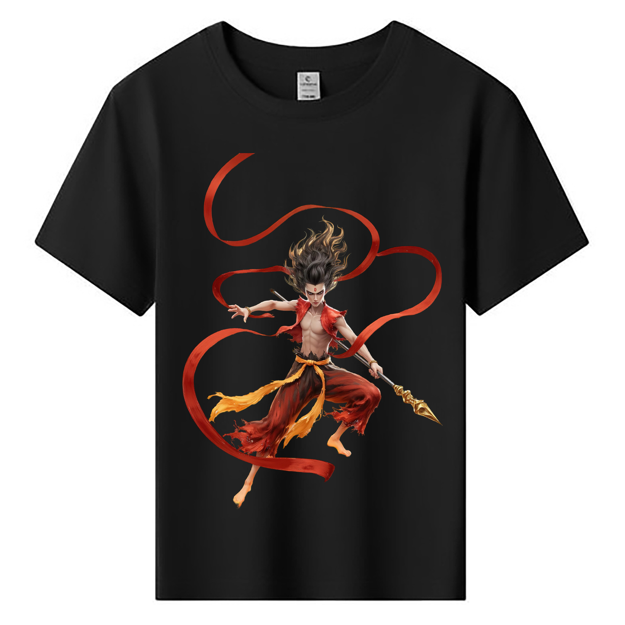 （画像用） Ne Zha 2 ナタ 魔童の大暴れ 綿100％キッズTシャツ（フロントプリント）