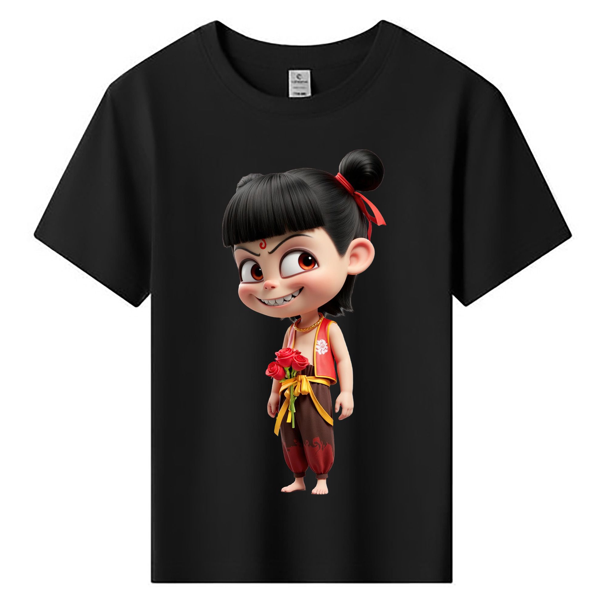 （画像用） Ne Zha 2 ナタ 魔童の大暴れ 綿100％キッズTシャツ（フロントプリント）