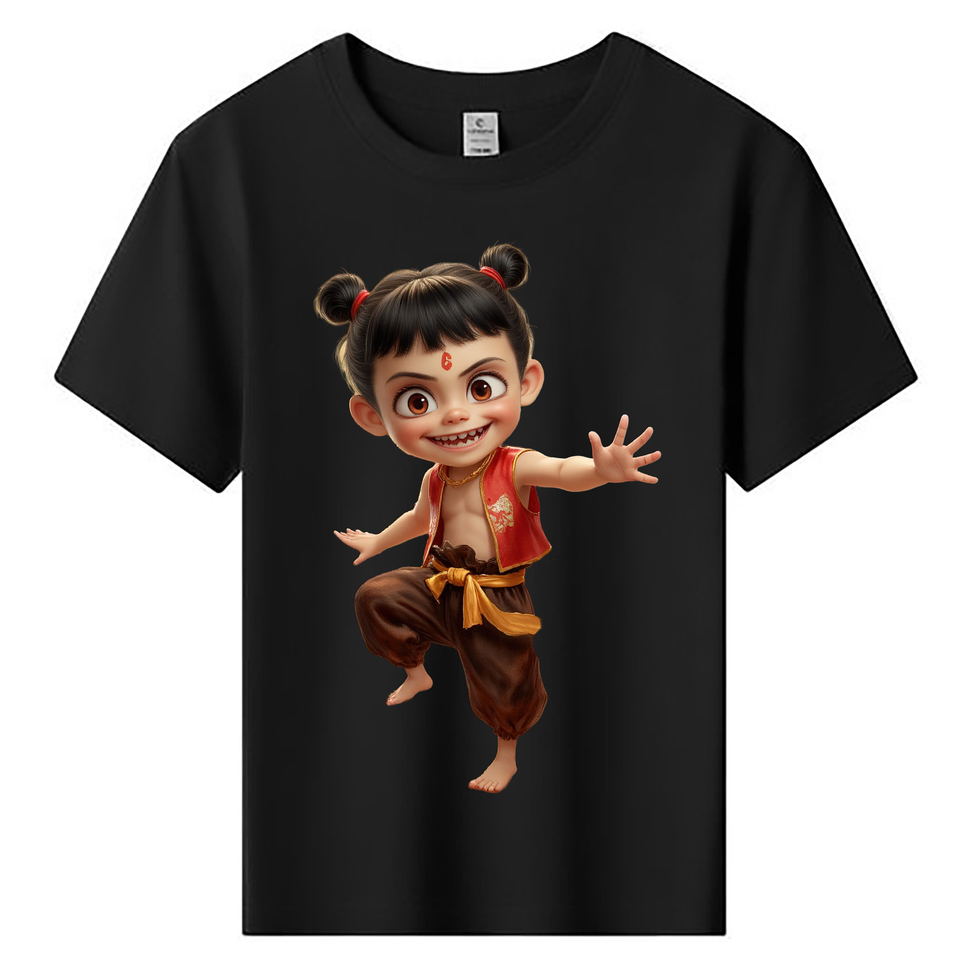 （画像用） Ne Zha 2 ナタ 魔童の大暴れ 綿100％キッズTシャツ（フロントプリント）