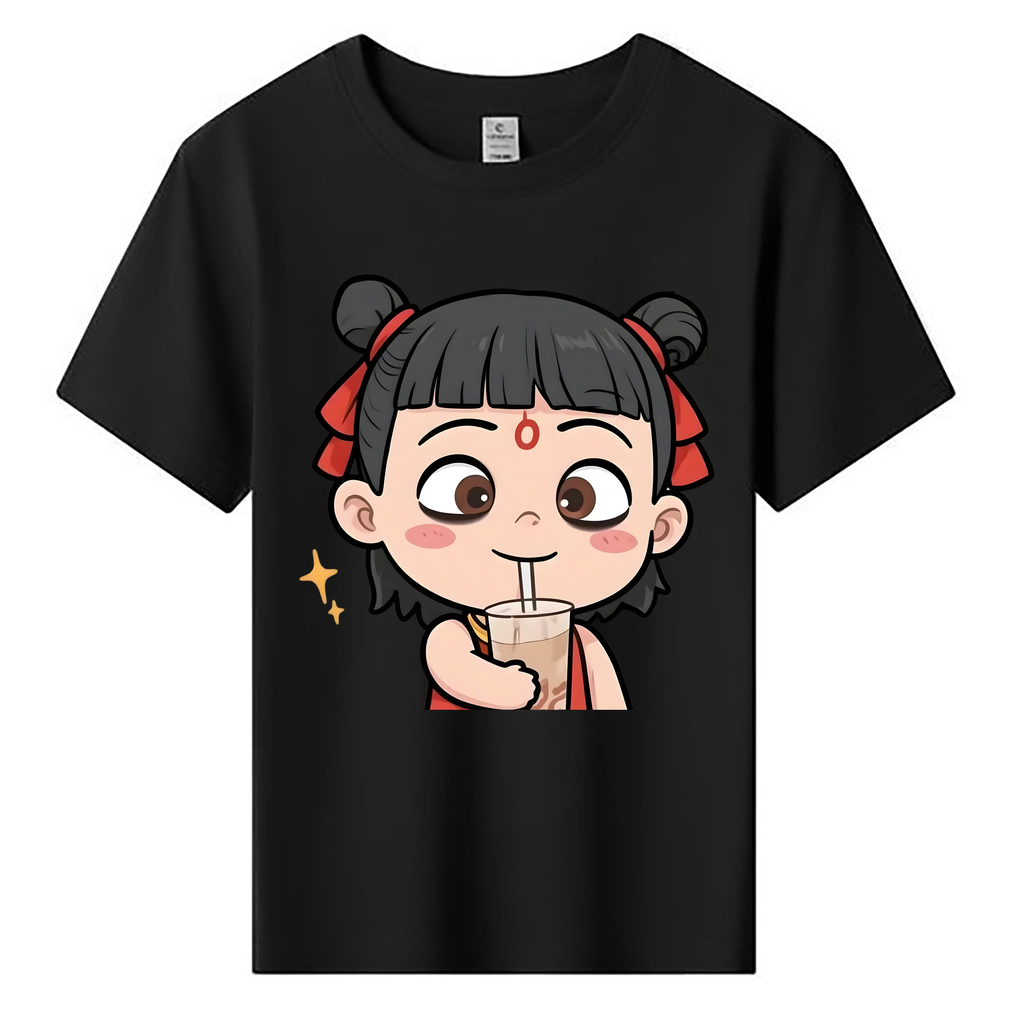 （画像用） Ne Zha 2 ナタ 魔童の大暴れ 綿100％キッズTシャツ（フロントプリント）