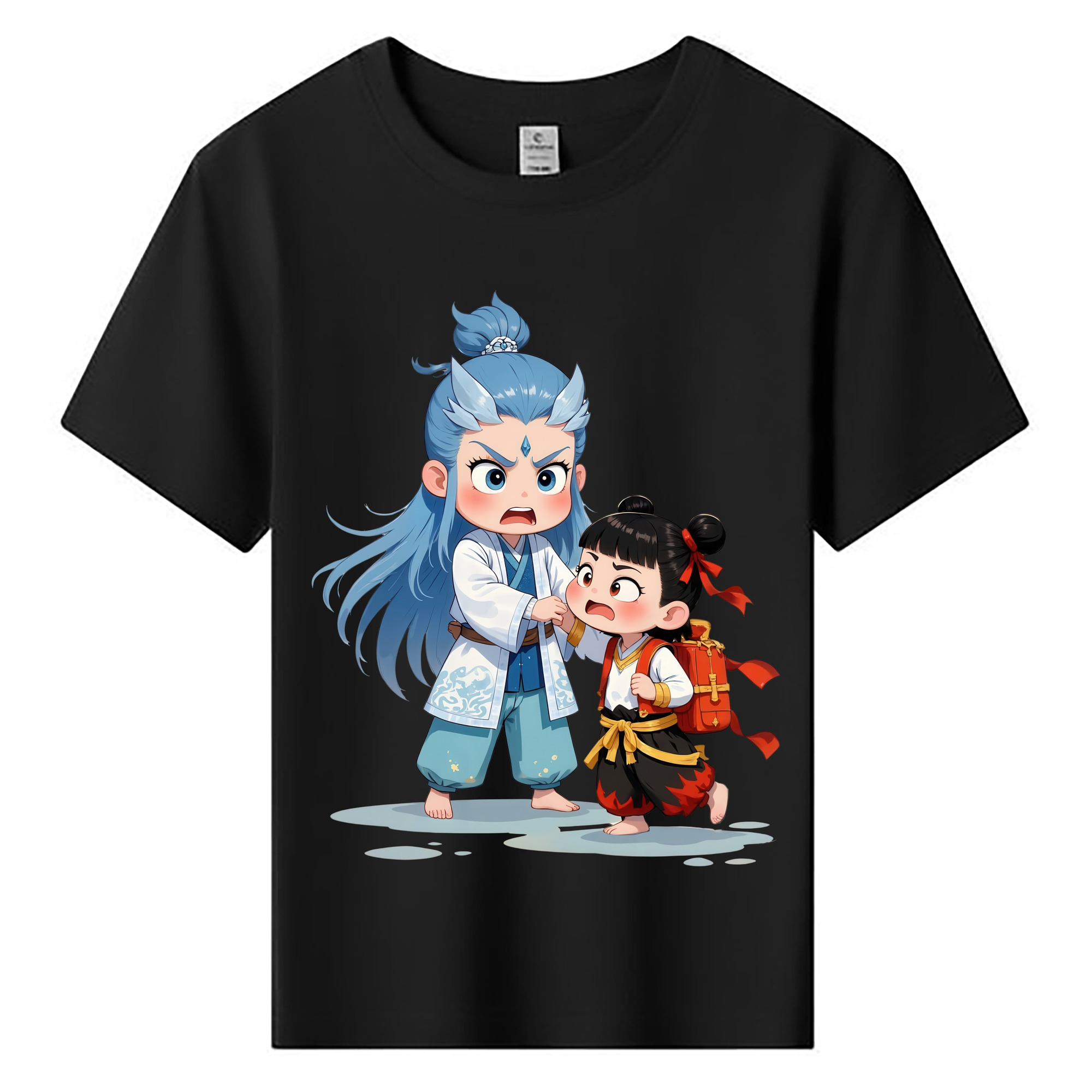 （画像用） Ne Zha 2 ナタ 魔童の大暴れ 綿100％キッズTシャツ（フロントプリント）
