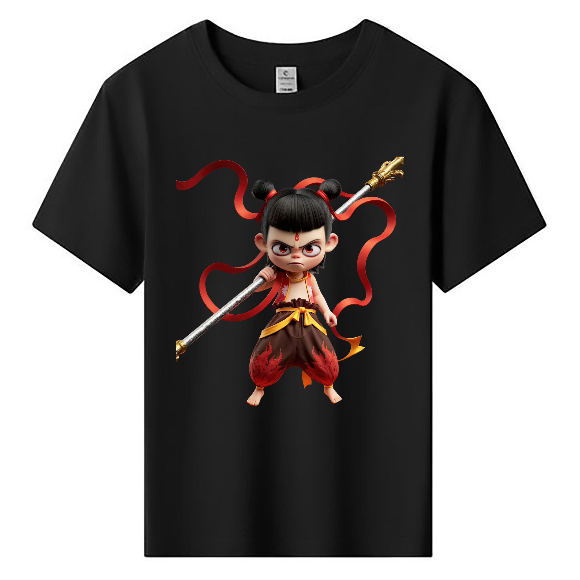 （画像用） Ne Zha 2 ナタ 魔童の大暴れ 綿100％キッズTシャツ（フロントプリント）