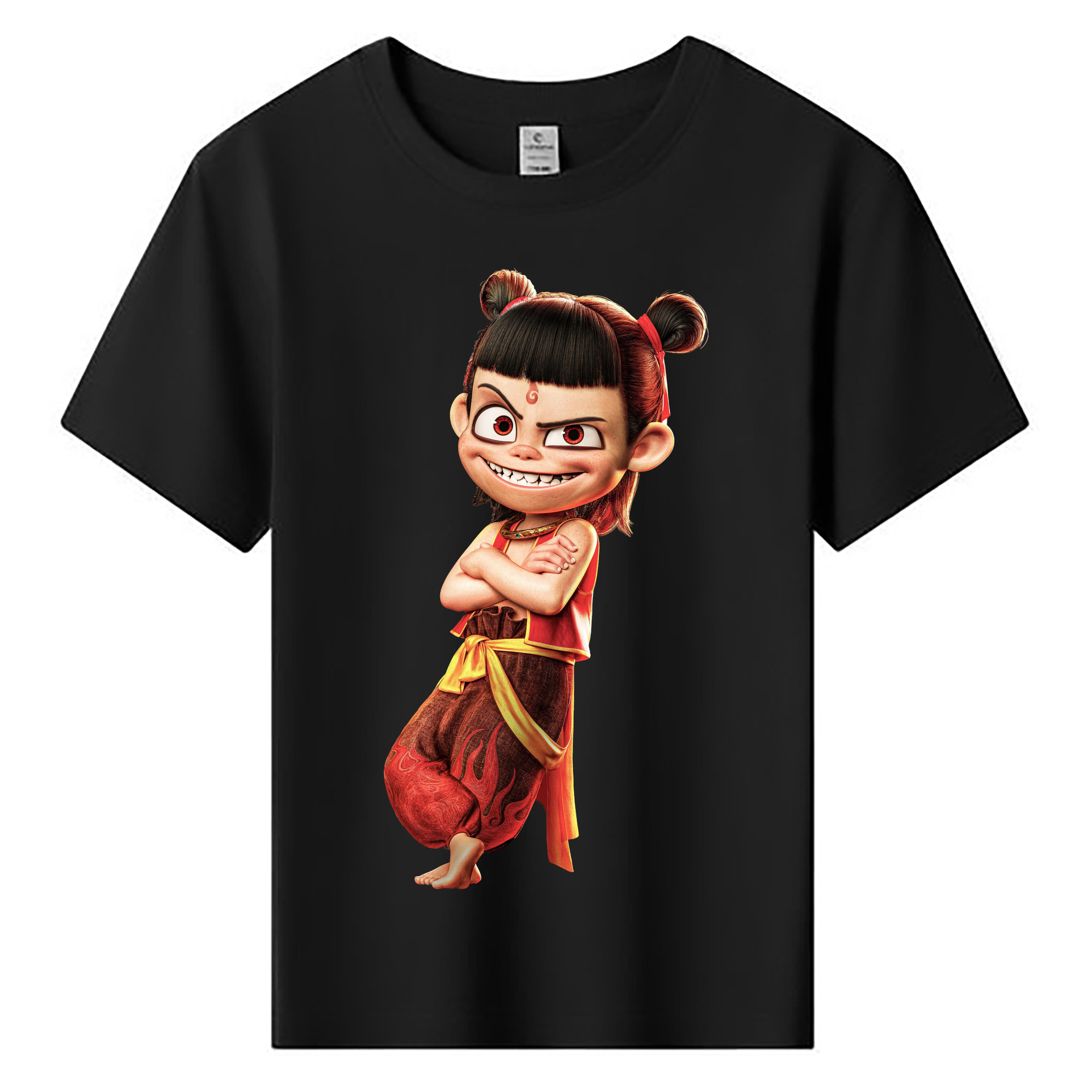 （画像用） Ne Zha 2 ナタ 魔童の大暴れ 綿100％キッズTシャツ（フロントプリント）