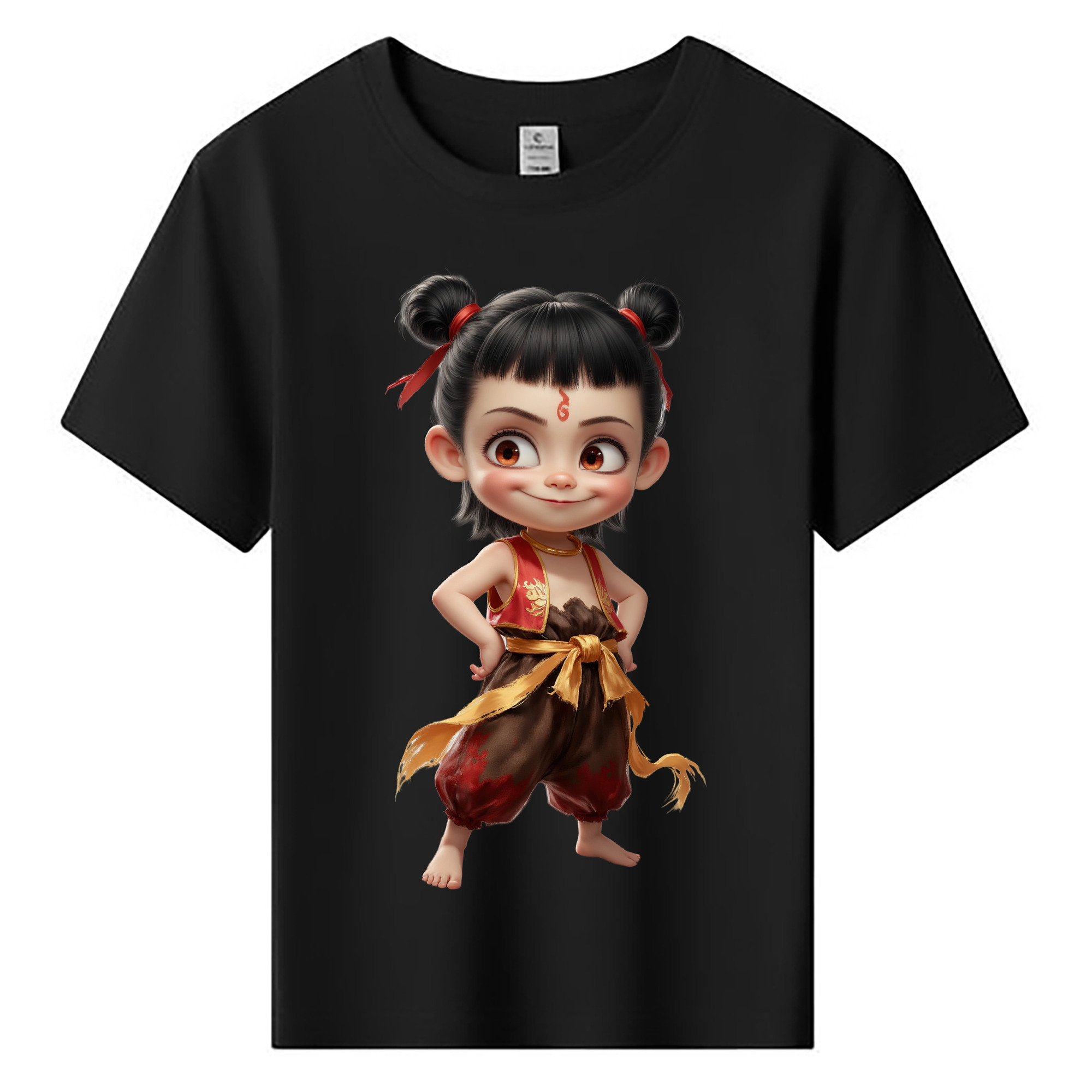 （画像用） Ne Zha 2 ナタ 魔童の大暴れ 綿100％キッズTシャツ（フロントプリント）
