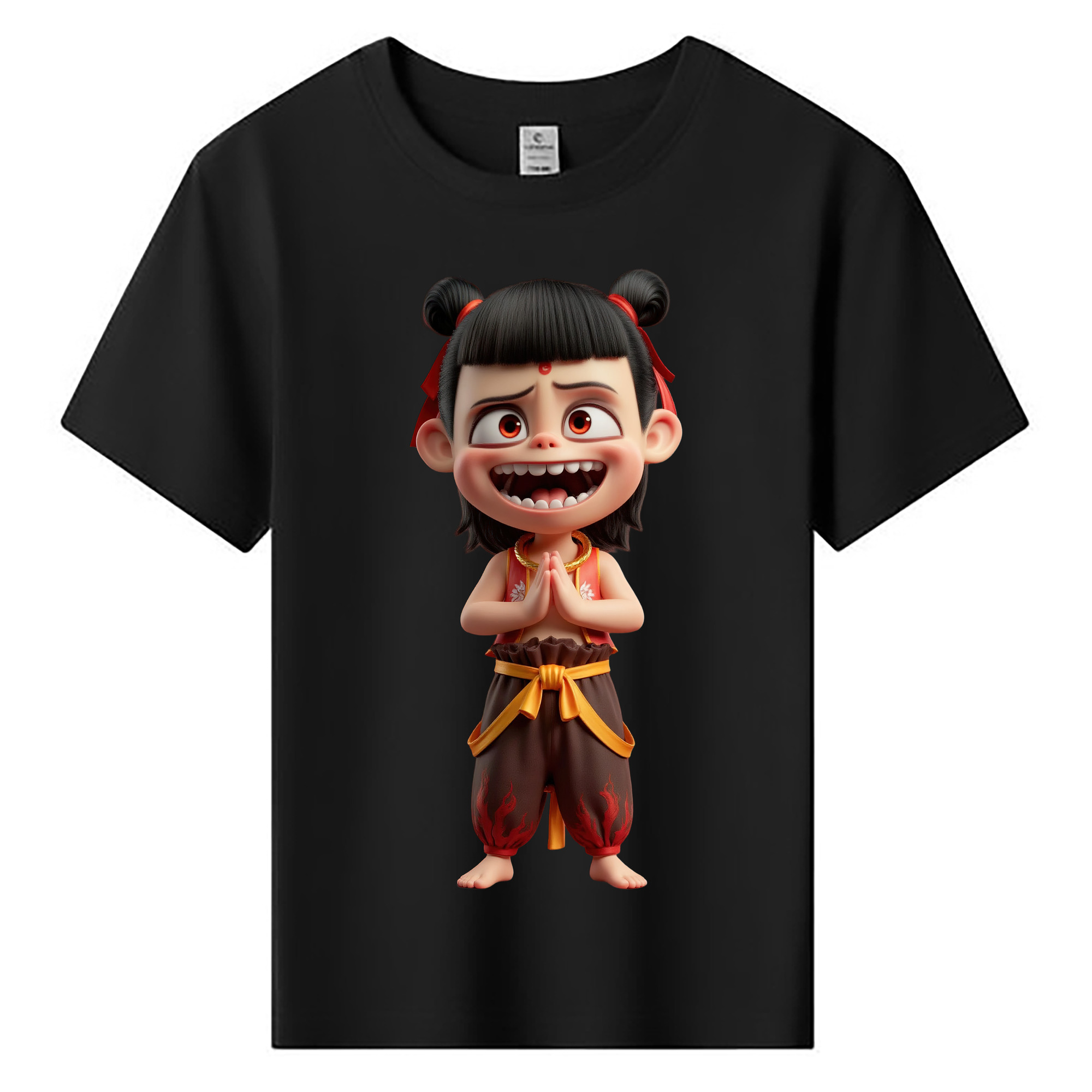 （画像用） Ne Zha 2 ナタ 魔童の大暴れ 綿100％キッズTシャツ（フロントプリント）
