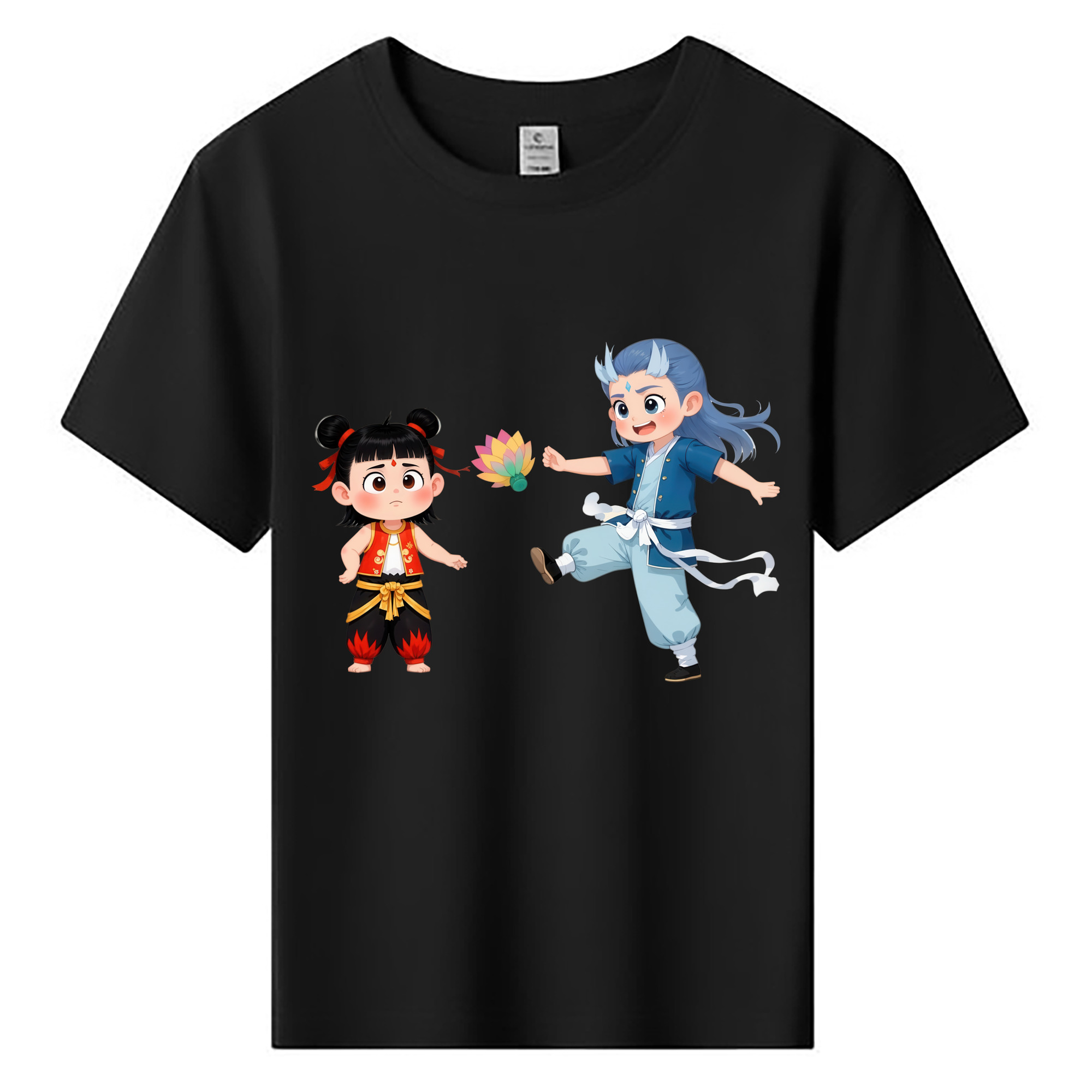 （画像用） Ne Zha 2 ナタ 魔童の大暴れ 綿100％キッズTシャツ（フロントプリント）