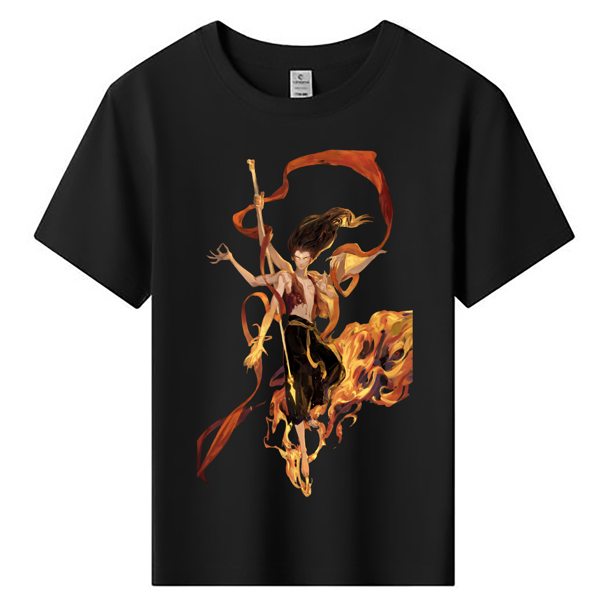 （画像用） Ne Zha 2 ナタ 魔童の大暴れ 綿100％キッズTシャツ（フロントプリント）