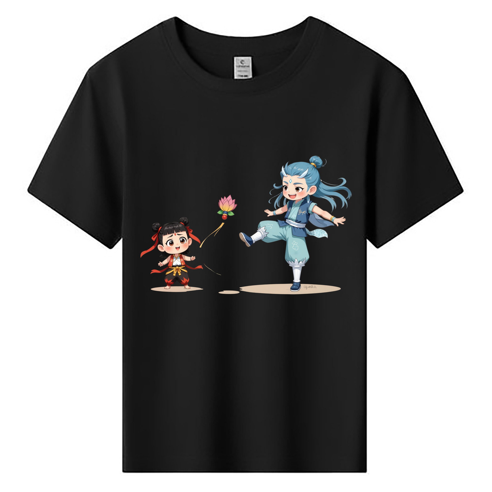 （画像用） Ne Zha 2 ナタ 魔童の大暴れ 綿100％キッズTシャツ（フロントプリント）