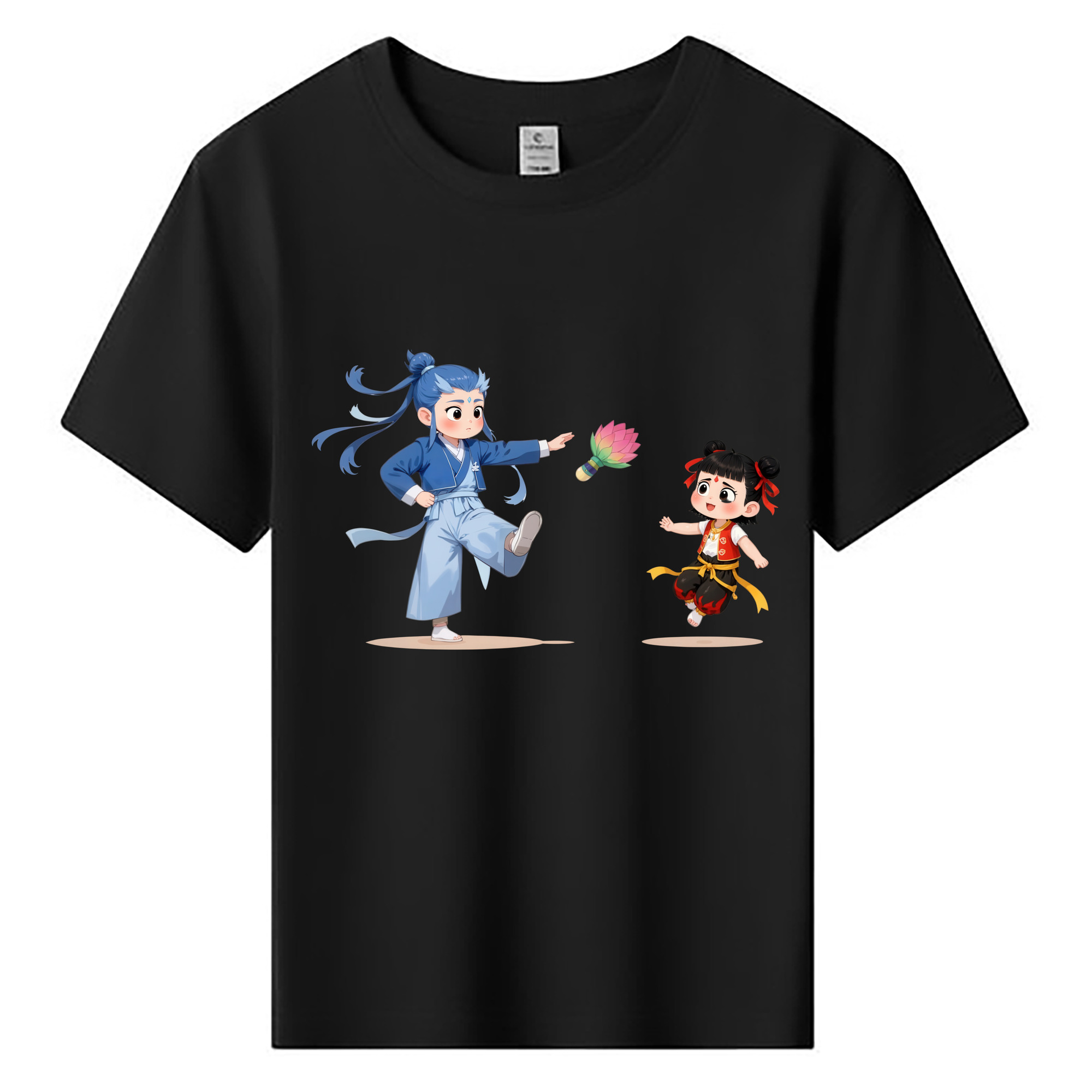 （画像用） Ne Zha 2 ナタ 魔童の大暴れ 綿100％キッズTシャツ（フロントプリント）