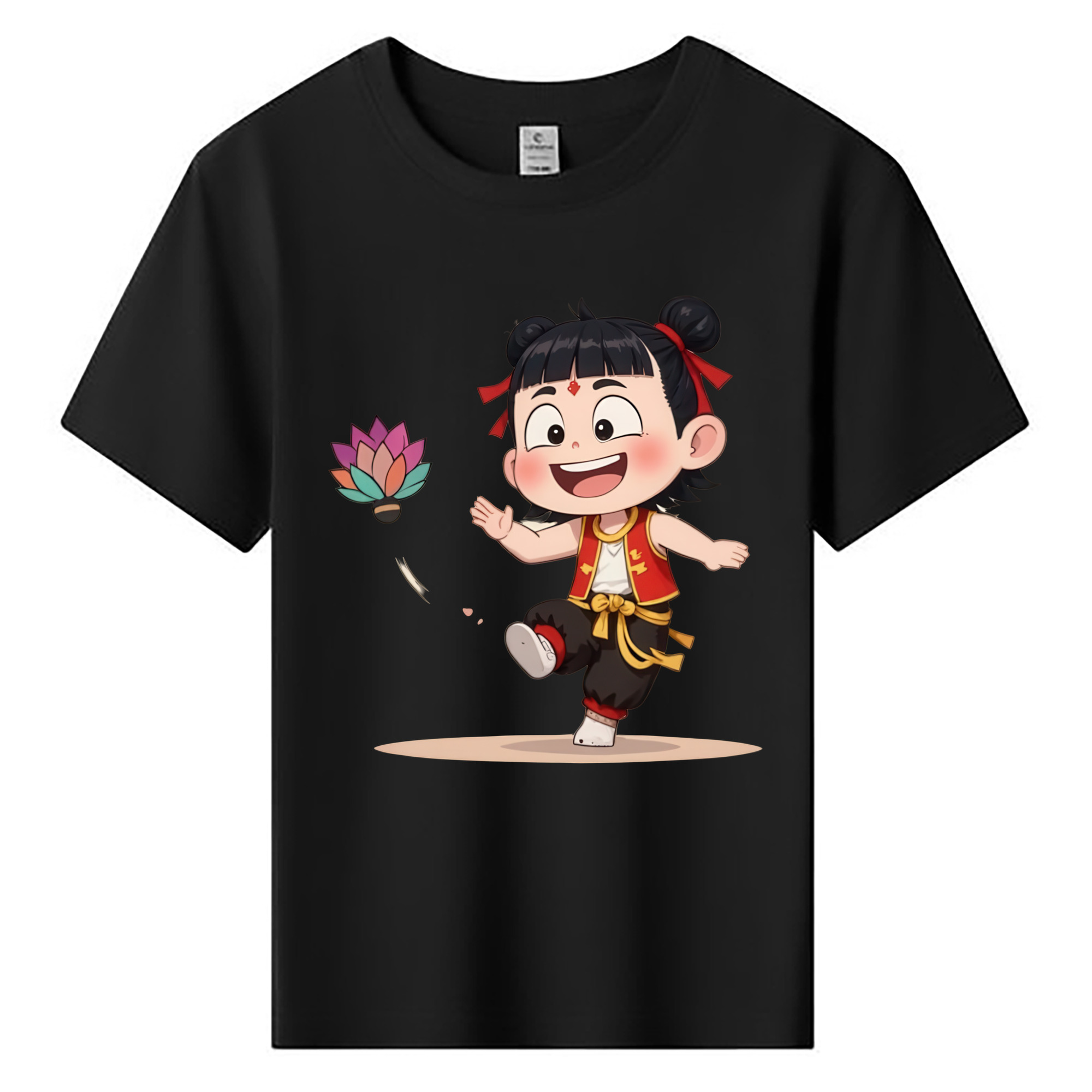 （画像用） Ne Zha 2 ナタ 魔童の大暴れ 綿100％キッズTシャツ（フロントプリント）