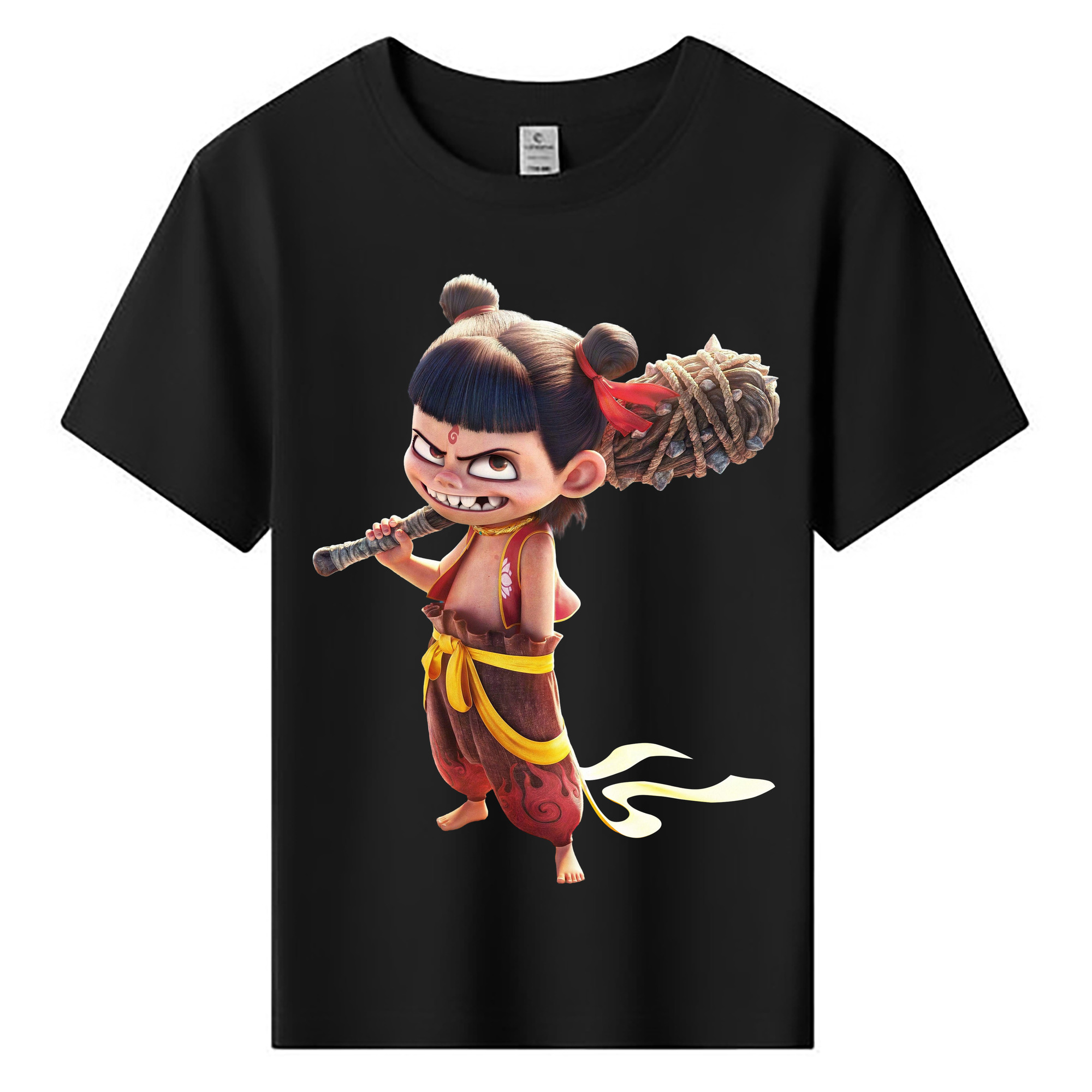 （画像用） Ne Zha 2 ナタ 魔童の大暴れ 綿100％キッズTシャツ（フロントプリント）