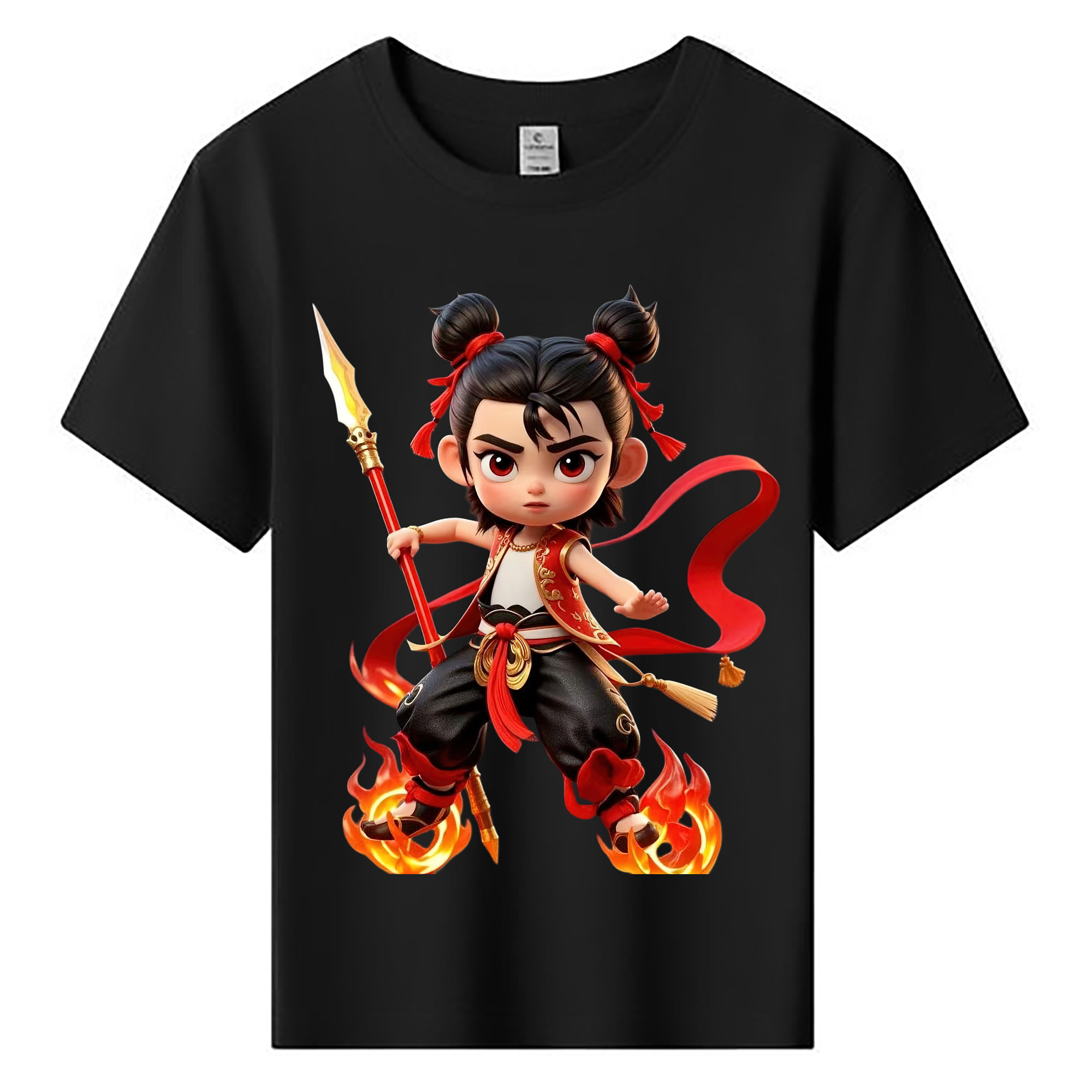 （画像用） Ne Zha 2 ナタ 魔童の大暴れ 綿100％キッズTシャツ（フロントプリント）