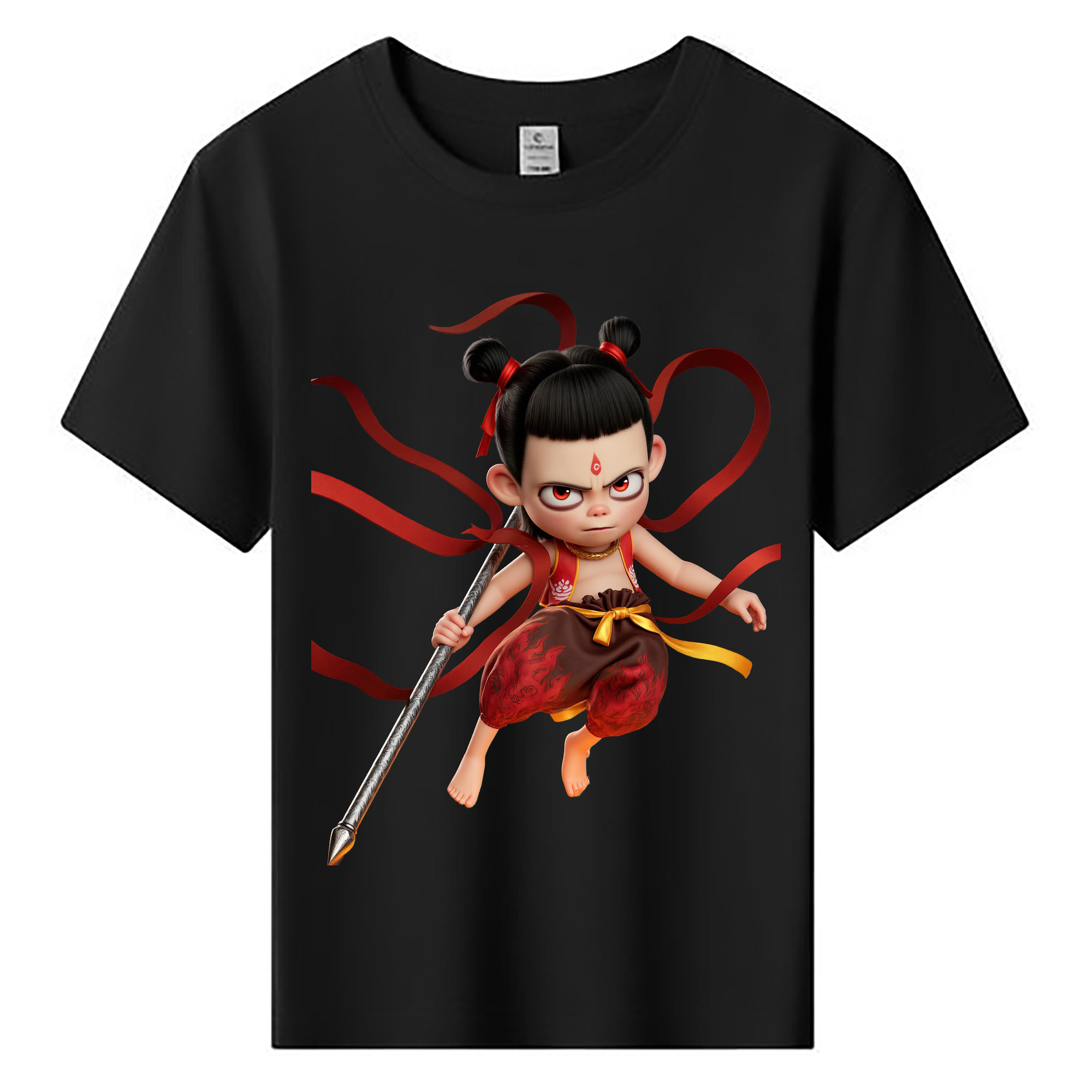 （画像用） Ne Zha 2 ナタ 魔童の大暴れ 綿100％キッズTシャツ（フロントプリント）