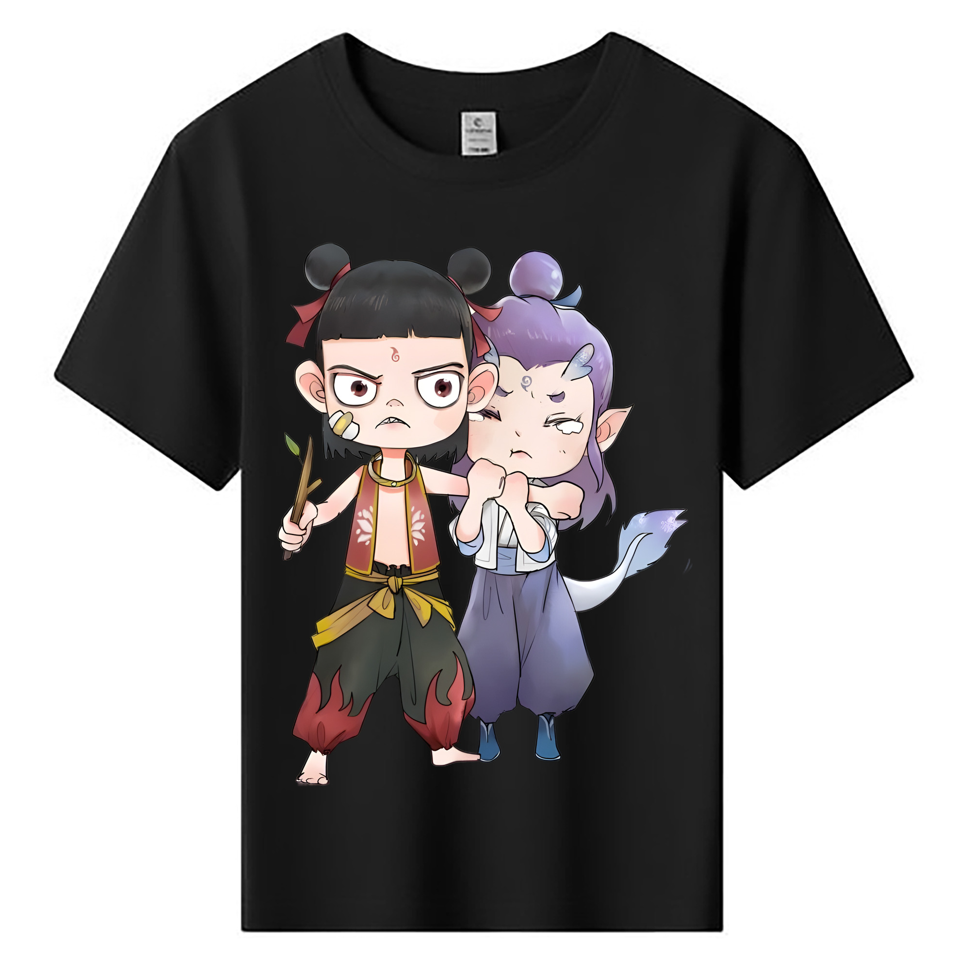 （画像用） Ne Zha 2 ナタ 魔童の大暴れ 綿100％キッズTシャツ（フロントプリント）