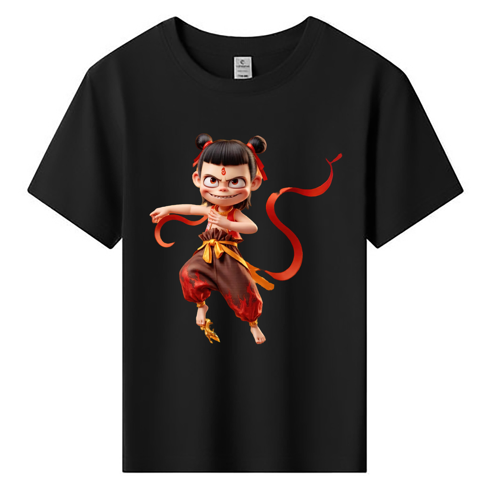 （画像用） Ne Zha 2 ナタ 魔童の大暴れ 綿100％キッズTシャツ（フロントプリント）