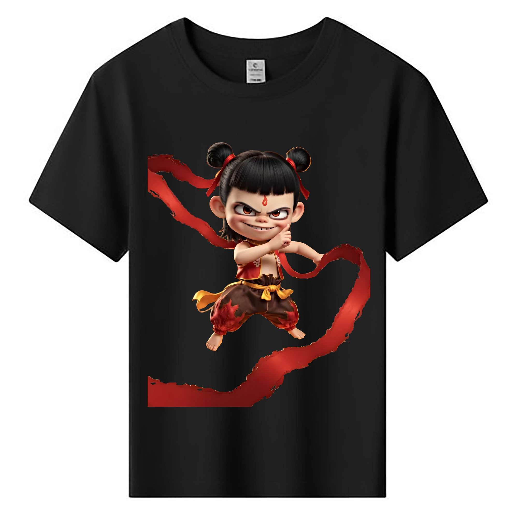 （画像用） Ne Zha 2 ナタ 魔童の大暴れ 綿100％キッズTシャツ（フロントプリント）