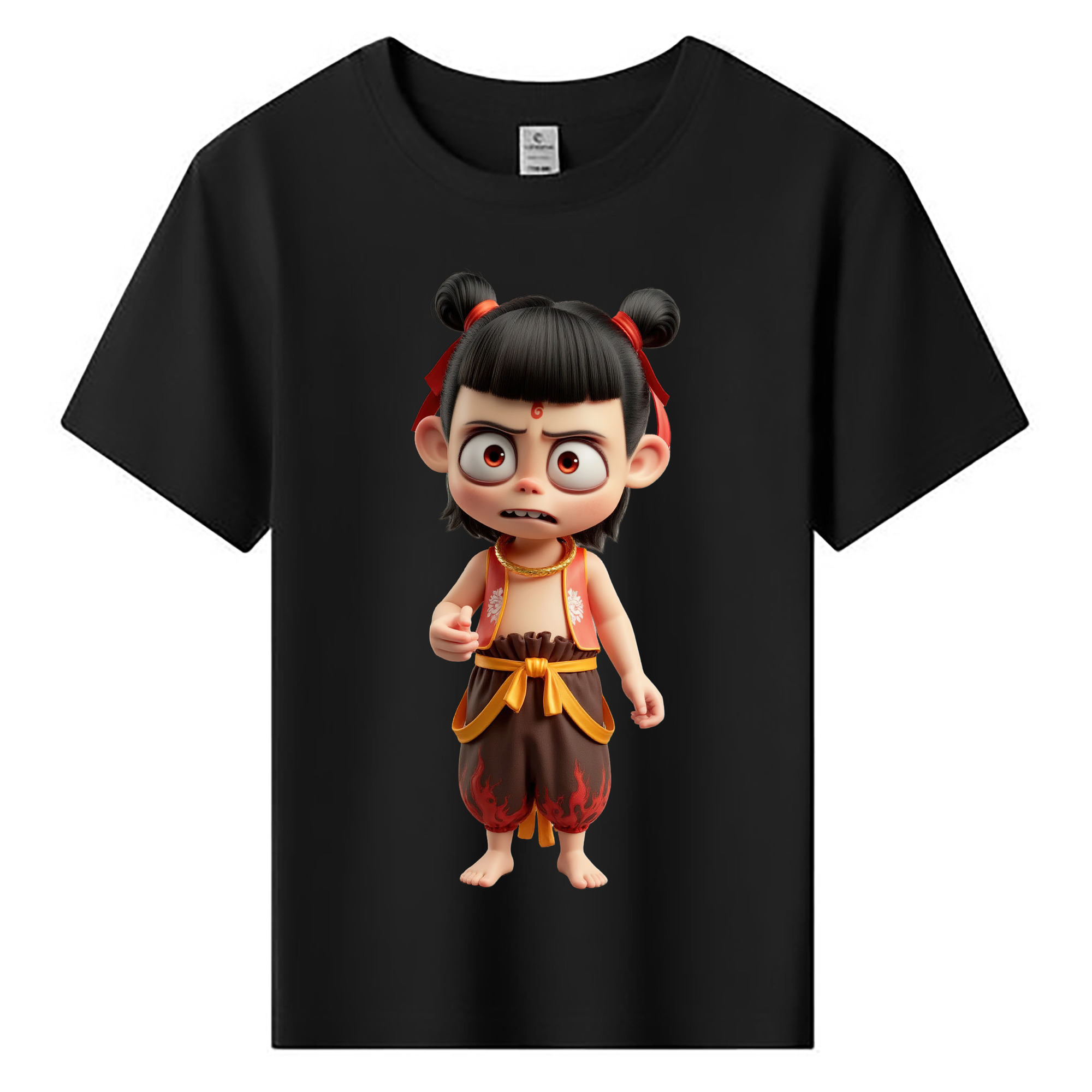 （画像用） Ne Zha 2 ナタ 魔童の大暴れ 綿100％キッズTシャツ（フロントプリント）