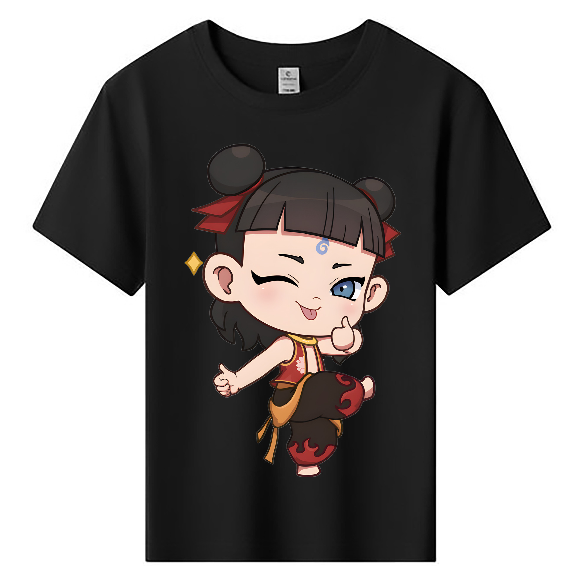 （画像用） Ne Zha 2 ナタ 魔童の大暴れ 綿100％キッズTシャツ（フロントプリント）