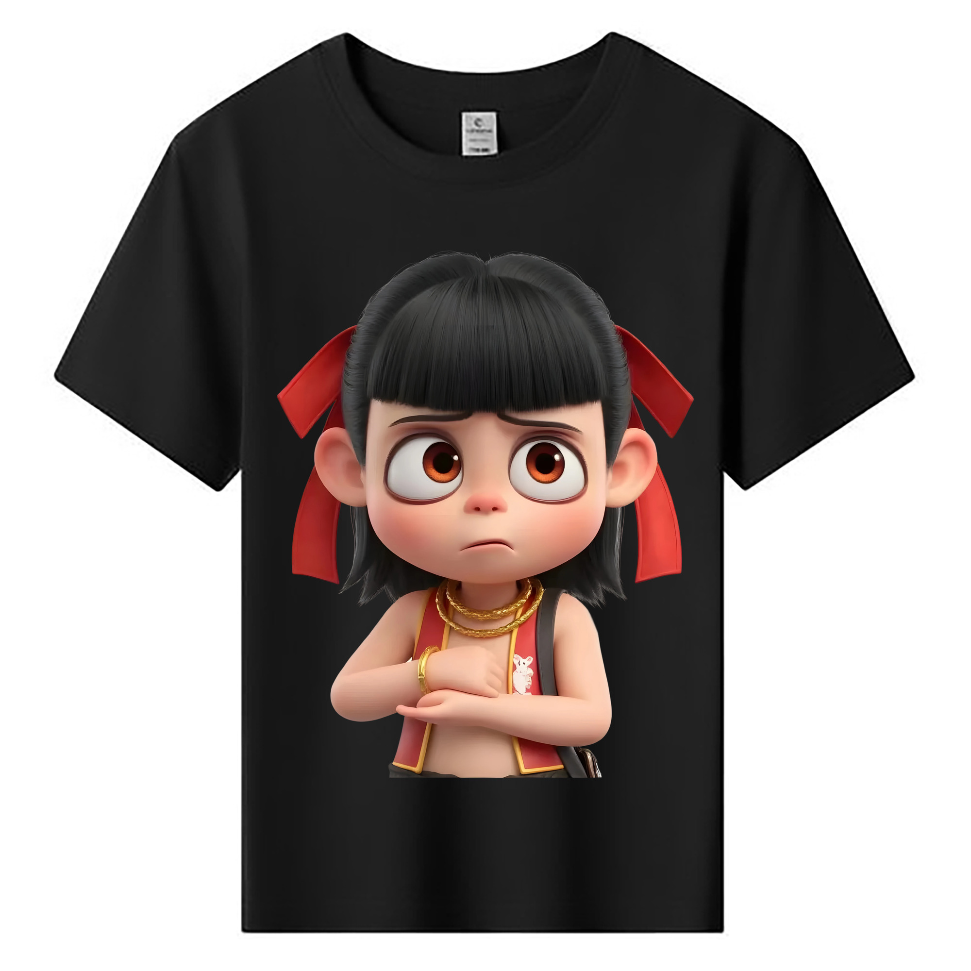 （画像用） Ne Zha 2 ナタ 魔童の大暴れ 綿100％キッズTシャツ（フロントプリント）