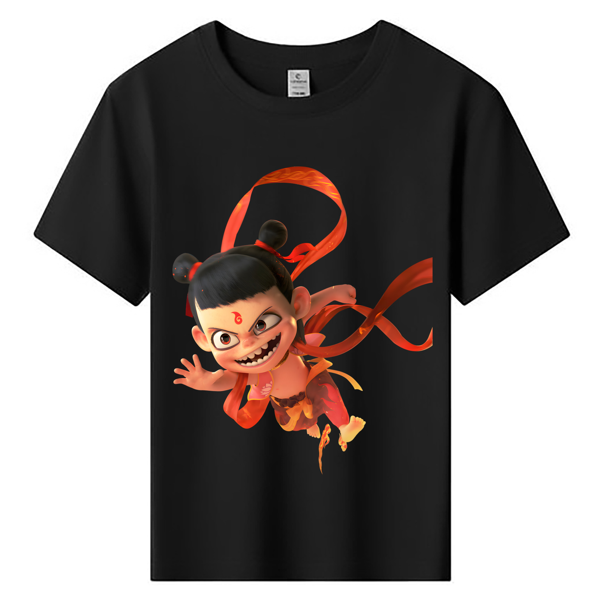 （画像用） Ne Zha 2 ナタ 魔童の大暴れ 綿100％キッズTシャツ（フロントプリント）