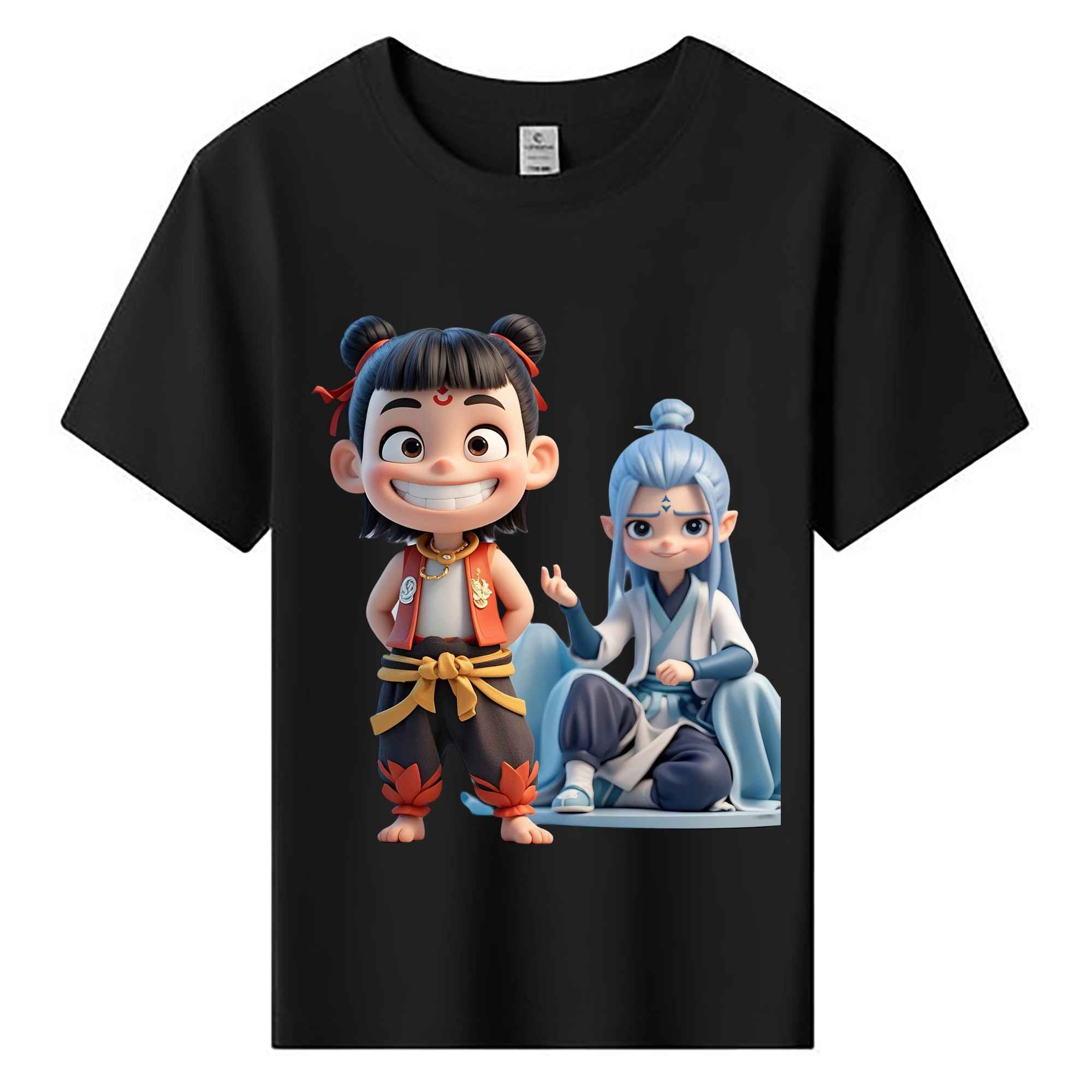 （画像用） Ne Zha 2 ナタ 魔童の大暴れ 綿100％キッズTシャツ（フロントプリント）