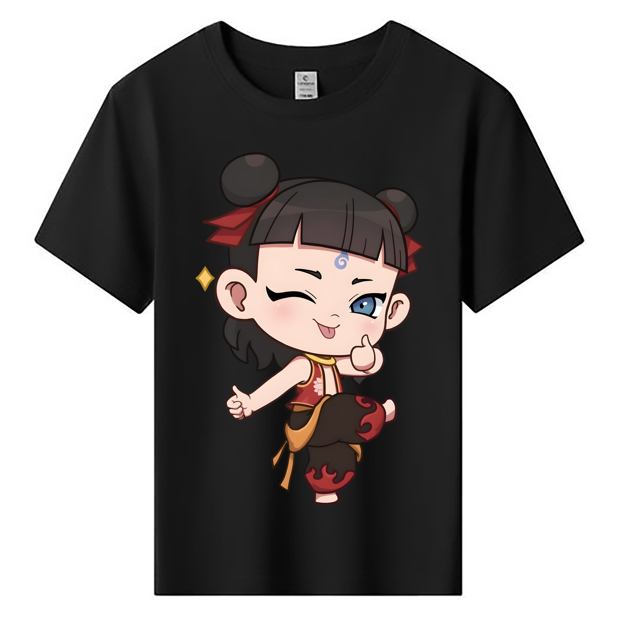 （画像用） Ne Zha 2 ナタ 魔童の大暴れ 綿100％キッズTシャツ（フロントプリント）
