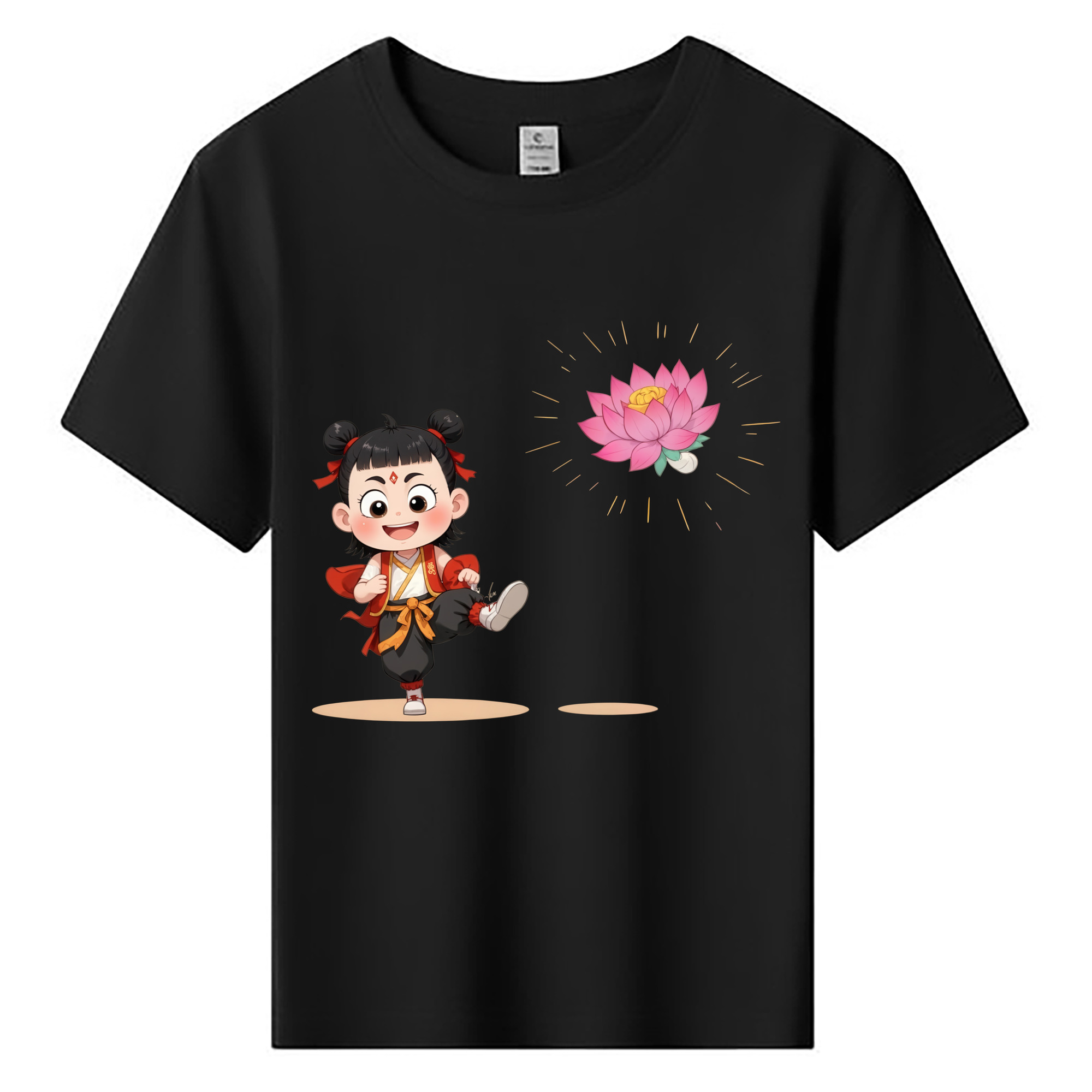 （画像用） Ne Zha 2 ナタ 魔童の大暴れ 綿100％キッズTシャツ（フロントプリント）