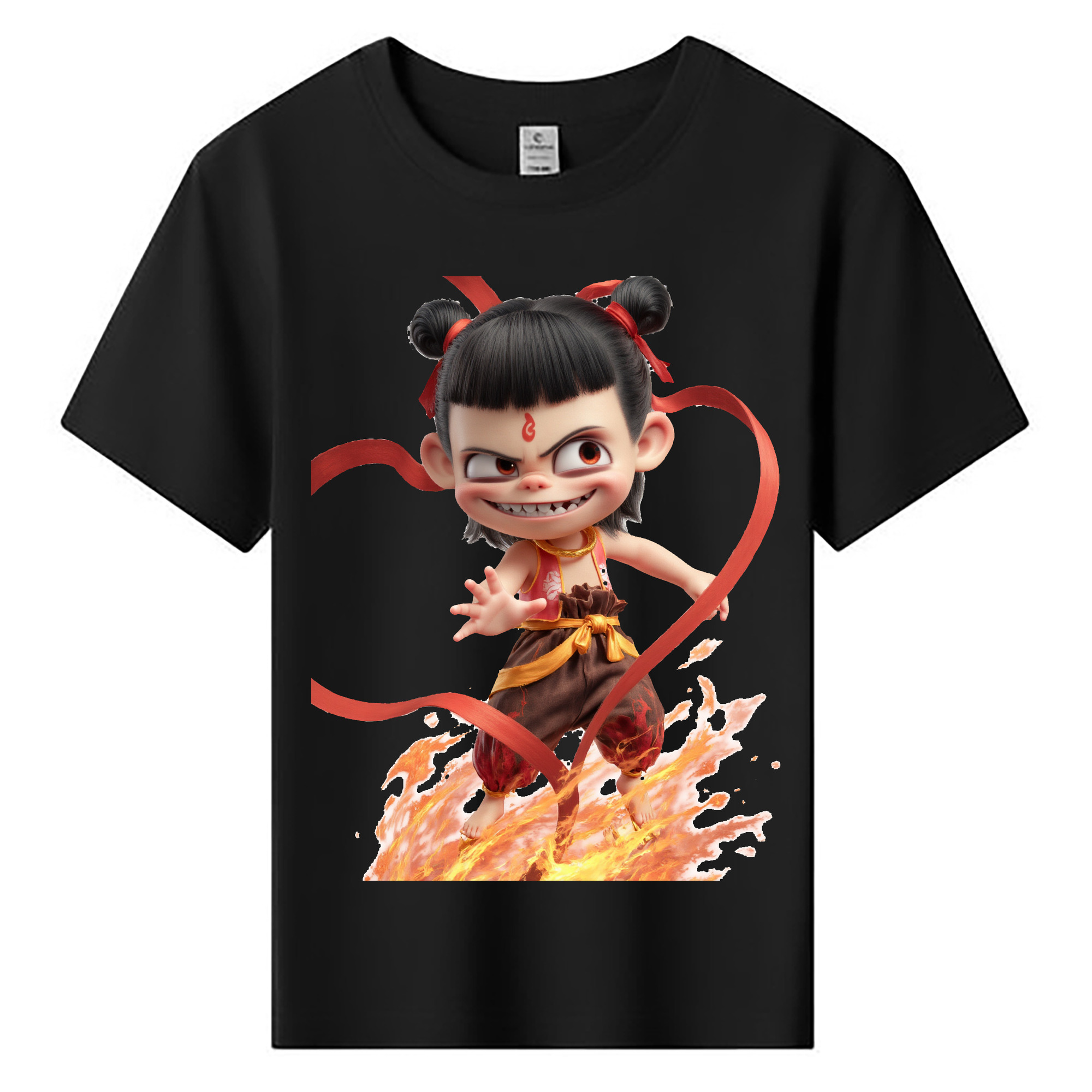 （画像用） Ne Zha 2 ナタ 魔童の大暴れ 綿100％キッズTシャツ（フロントプリント）