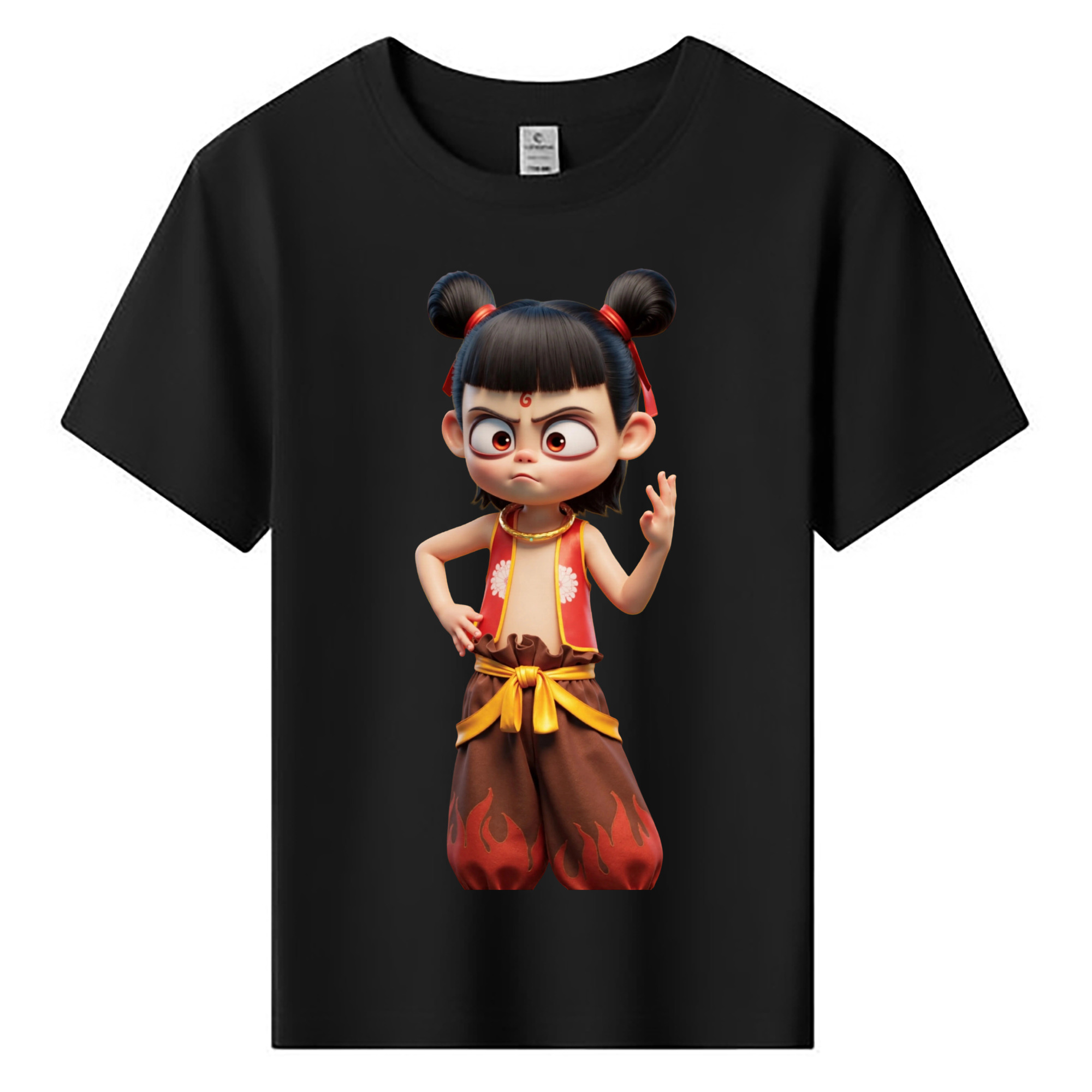 （画像用） Ne Zha 2 ナタ 魔童の大暴れ 綿100％キッズTシャツ（フロントプリント）