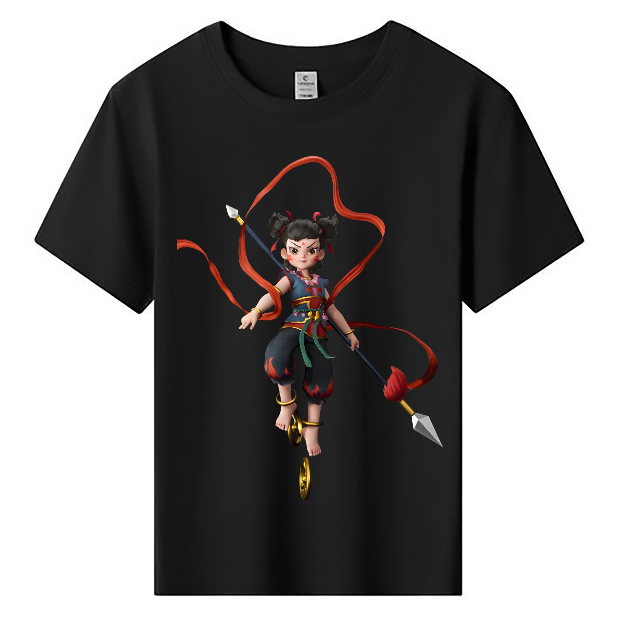 （画像用） Ne Zha 2 ナタ 魔童の大暴れ 綿100％キッズTシャツ（フロントプリント）