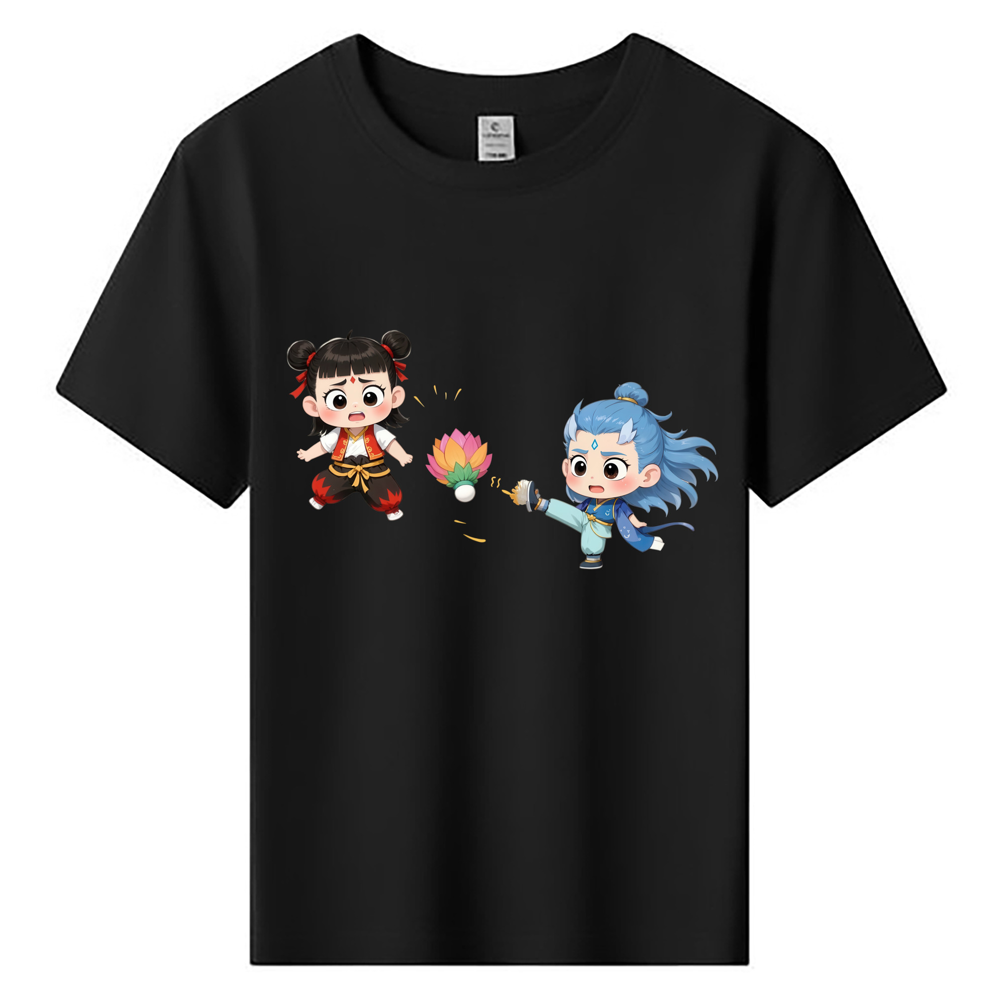 （画像用） Ne Zha 2 ナタ 魔童の大暴れ 綿100％キッズTシャツ（フロントプリント）