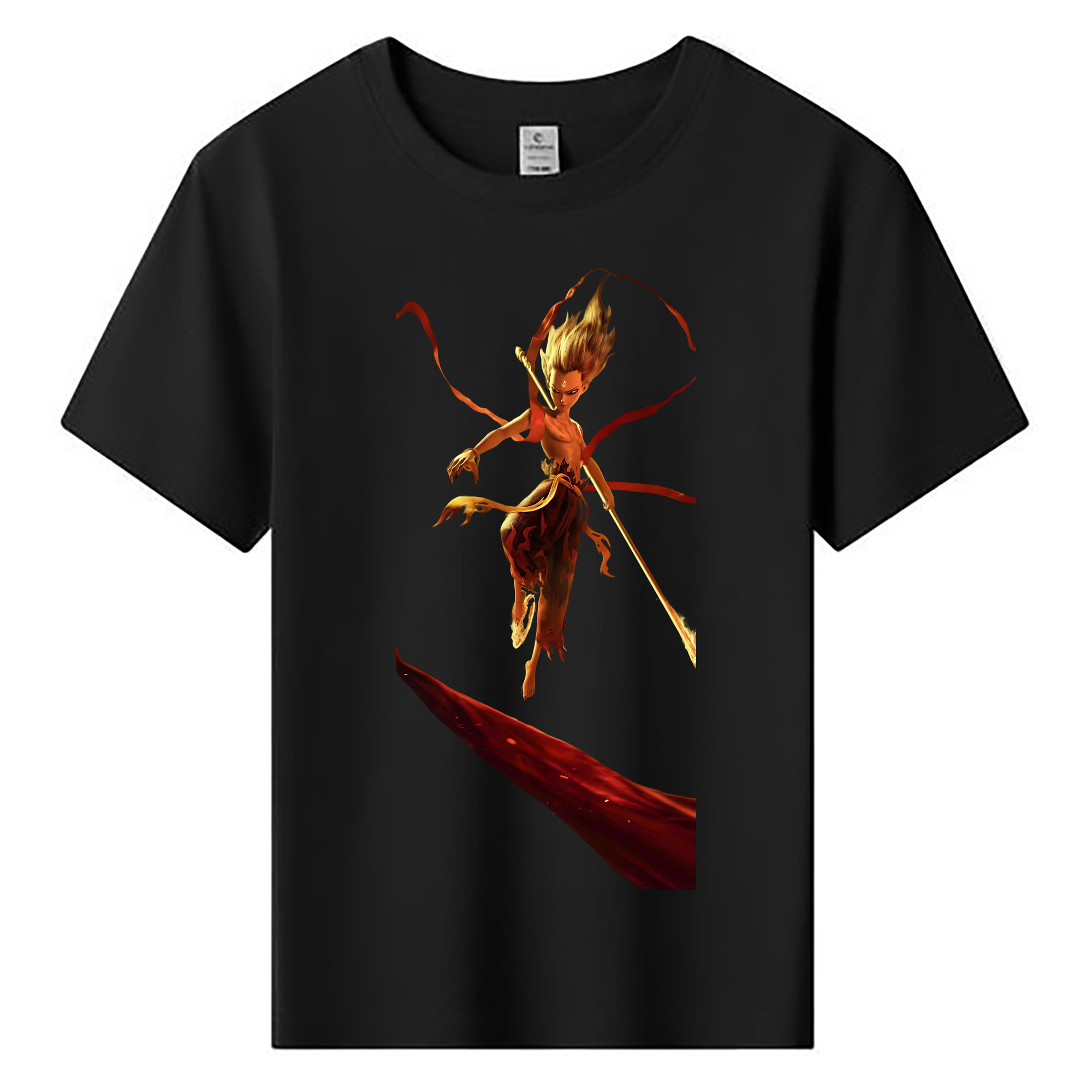 （画像用） Ne Zha 2 ナタ 魔童の大暴れ 綿100％キッズTシャツ（フロントプリント）