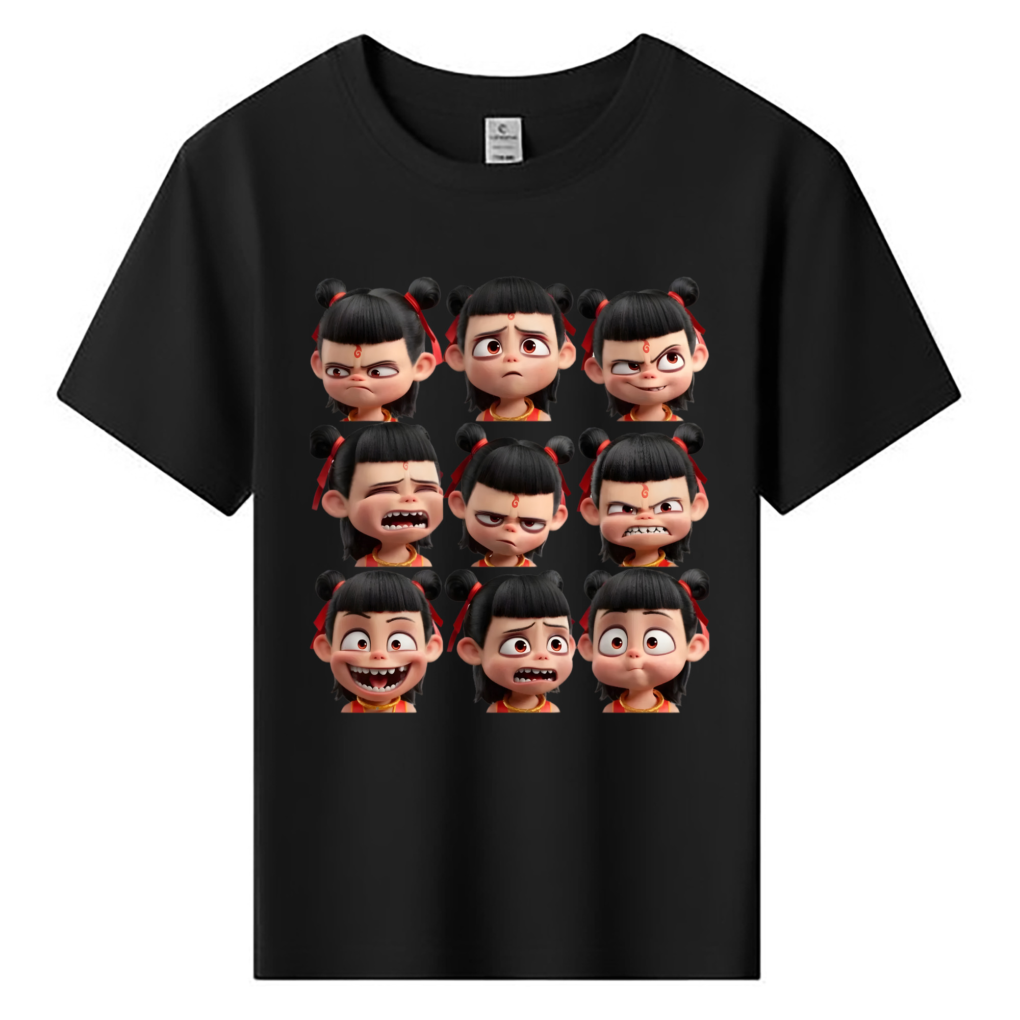 （画像用） Ne Zha 2 ナタ 魔童の大暴れ 綿100％キッズTシャツ（フロントプリント）