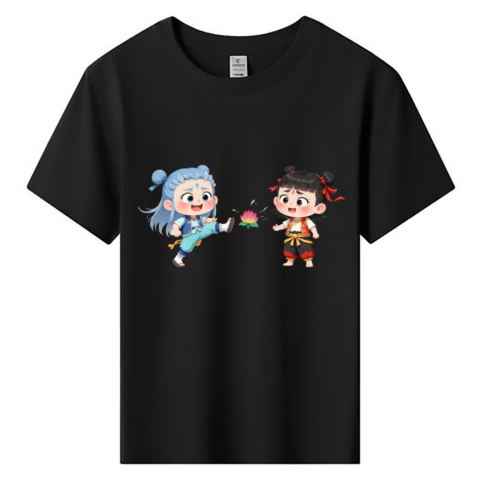 （画像用） Ne Zha 2 ナタ 魔童の大暴れ 綿100％キッズTシャツ（フロントプリント）