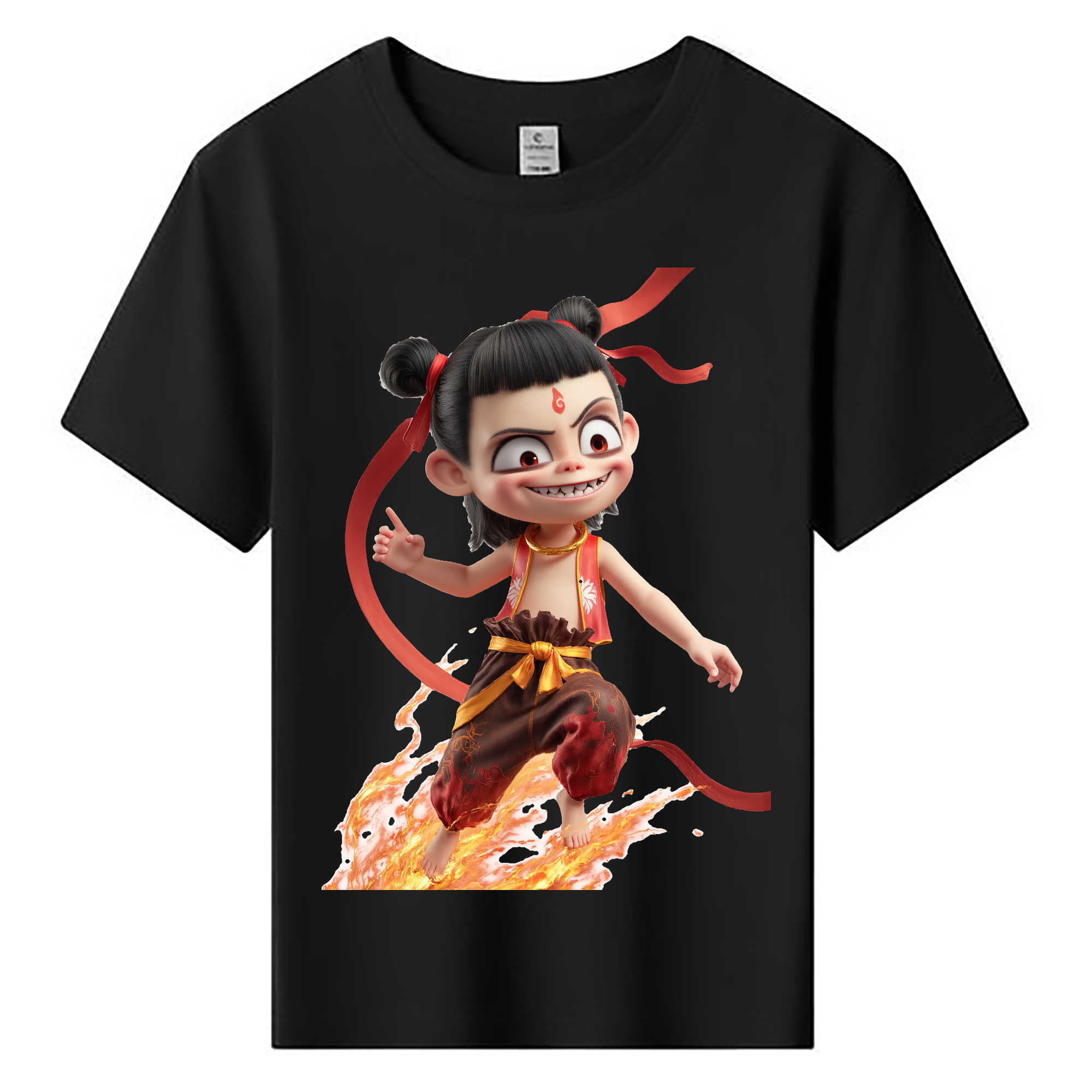 （画像用） Ne Zha 2 ナタ 魔童の大暴れ 綿100％キッズTシャツ（フロントプリント）