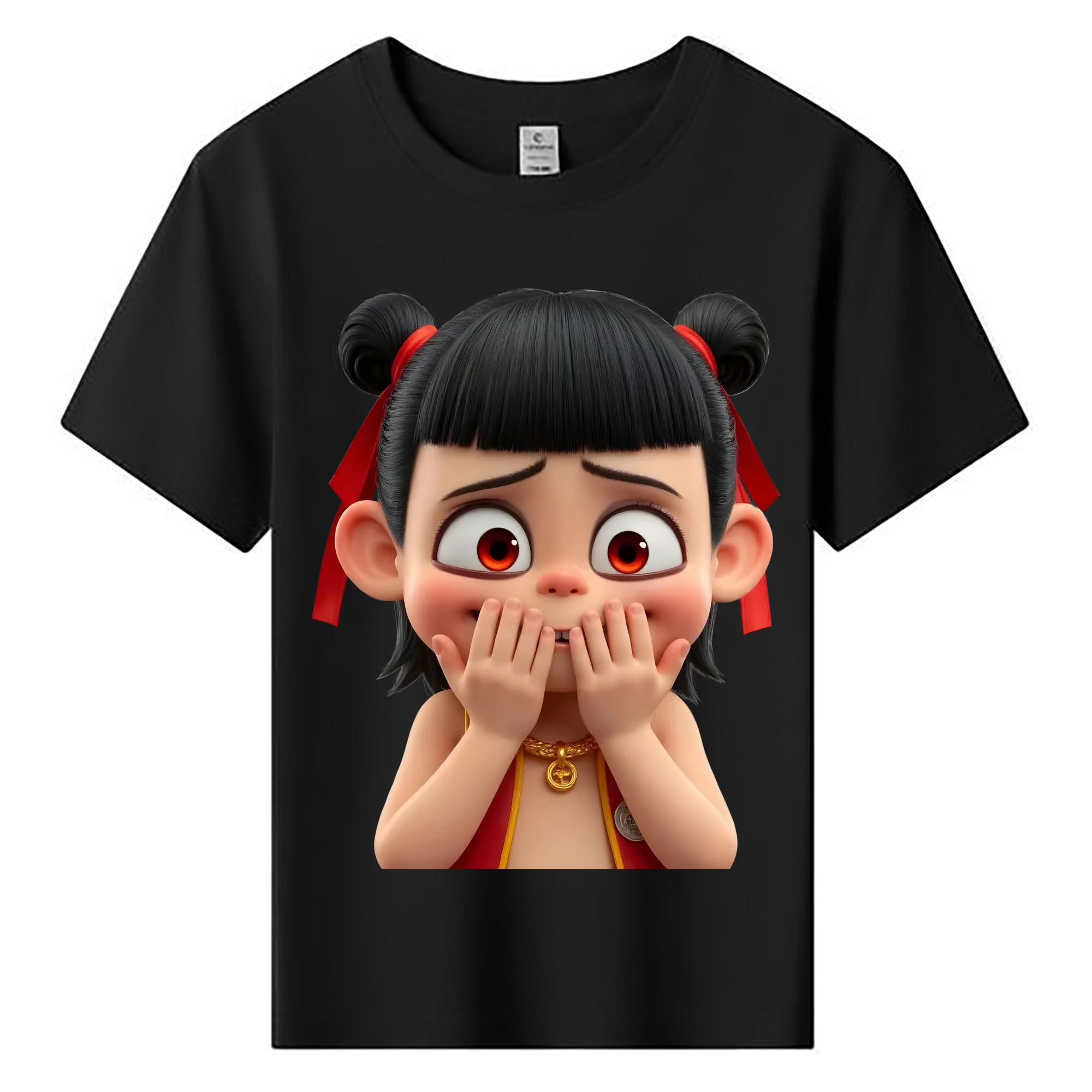 （画像用） Ne Zha 2 ナタ 魔童の大暴れ 綿100％キッズTシャツ（フロントプリント）
