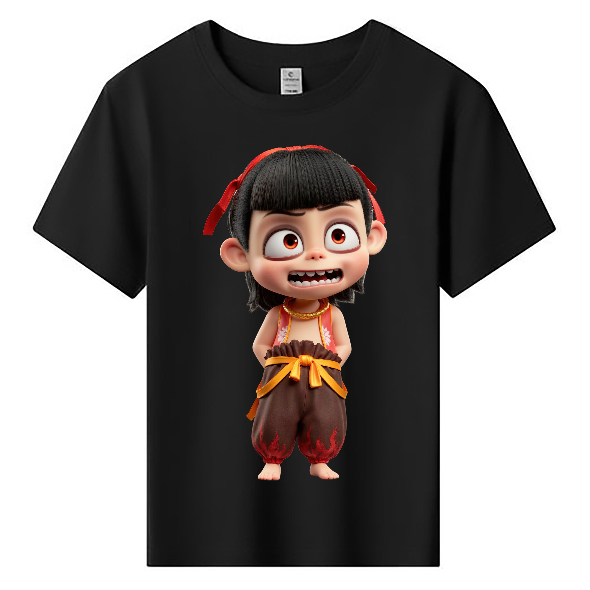 （画像用） Ne Zha 2 ナタ 魔童の大暴れ 綿100％キッズTシャツ（フロントプリント）