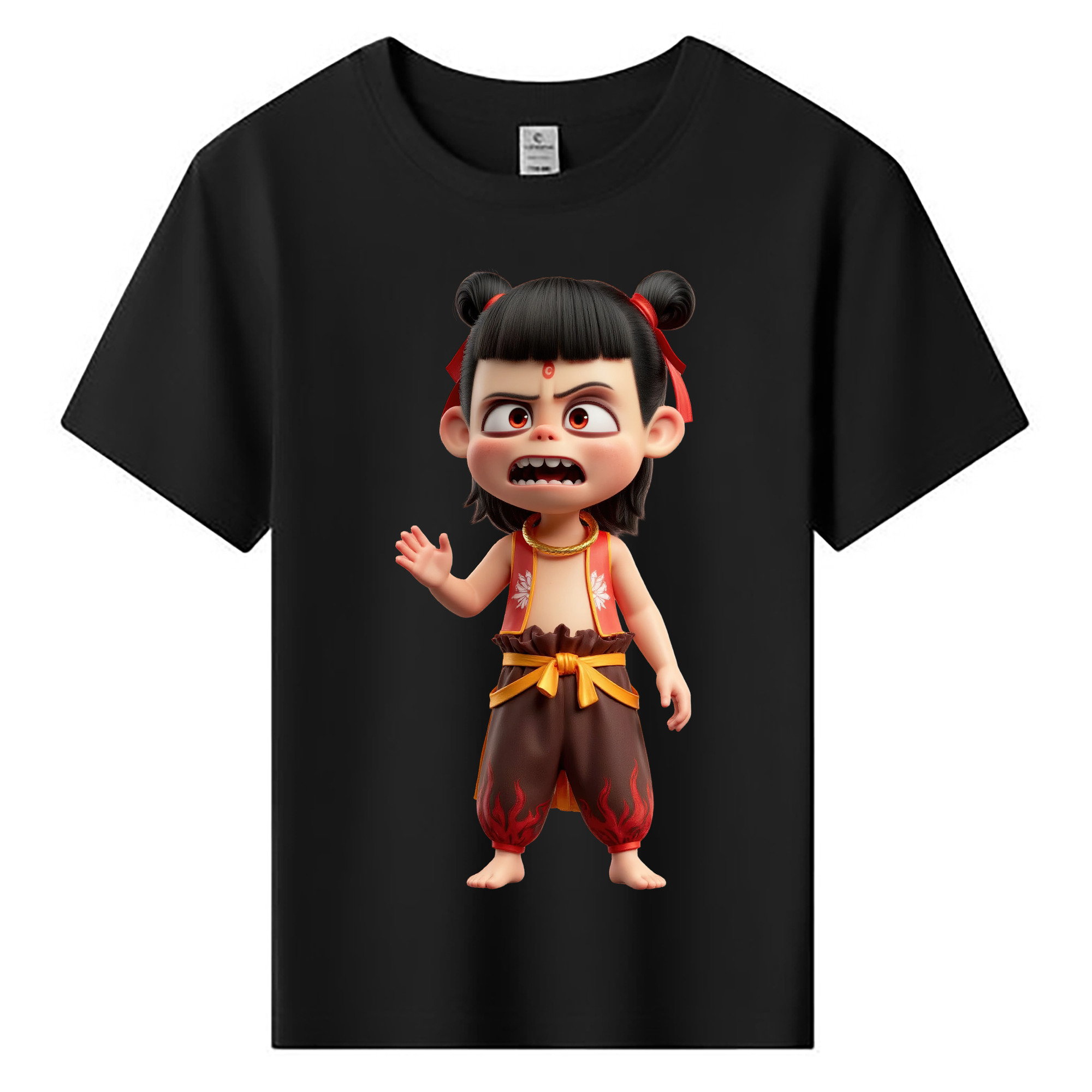 （画像用） Ne Zha 2 ナタ 魔童の大暴れ 綿100％キッズTシャツ（フロントプリント）