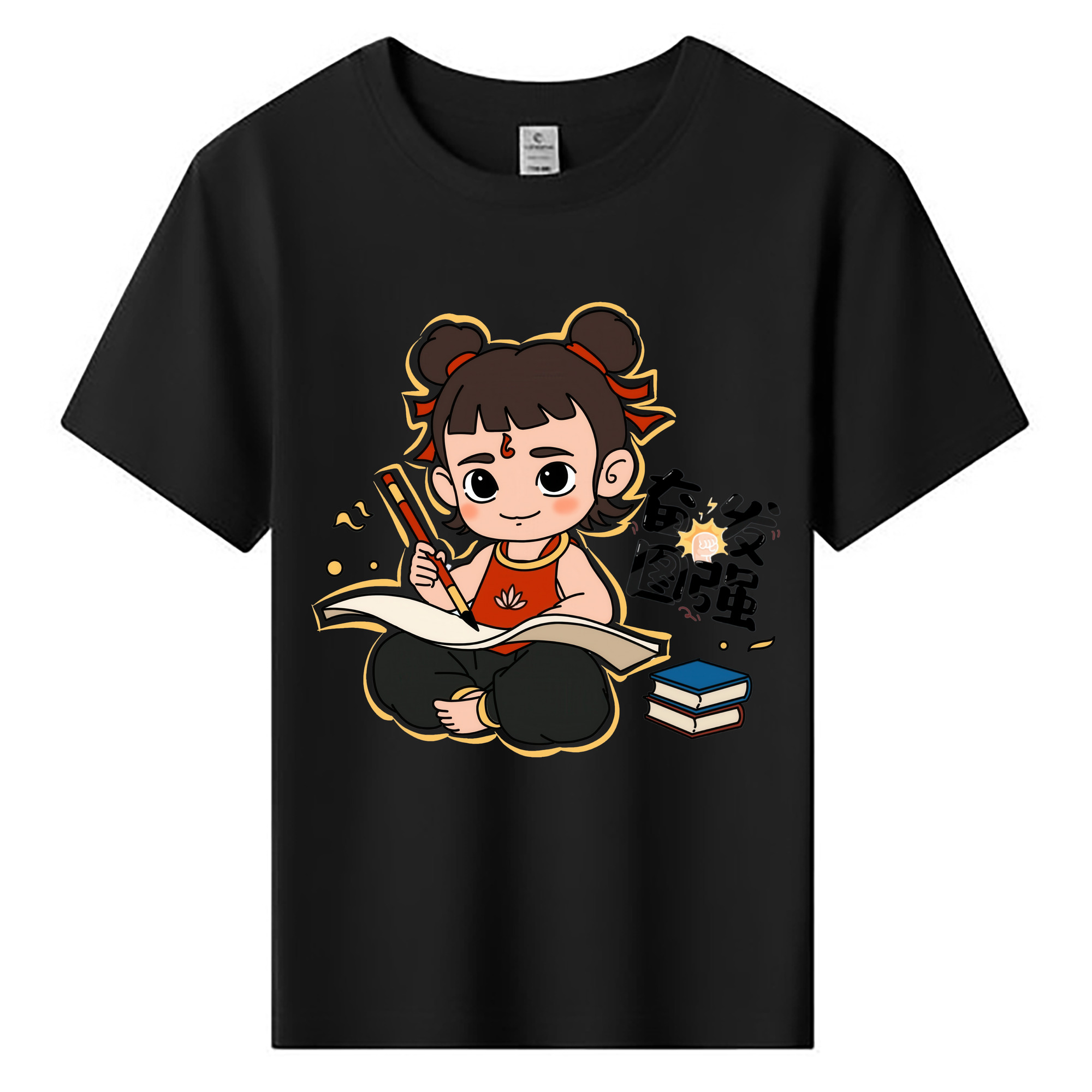 （画像用） Ne Zha 2 ナタ 魔童の大暴れ 綿100％キッズTシャツ（フロントプリント）